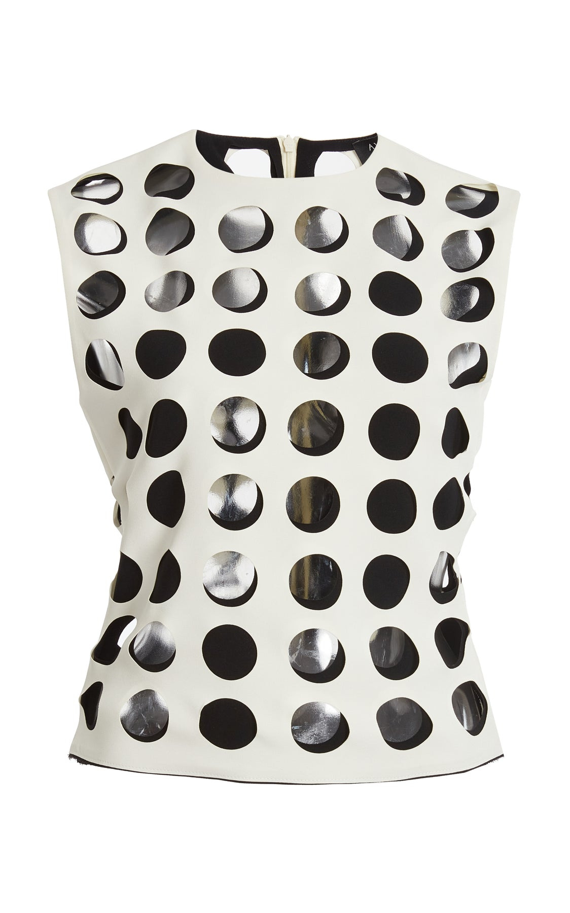 TOP WITH LAYERED HOLES WHITE BLACK - 9