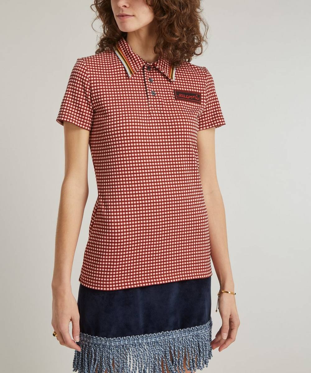 Jacquard-Knitted Short-Sleeve Polo Shirt - 3