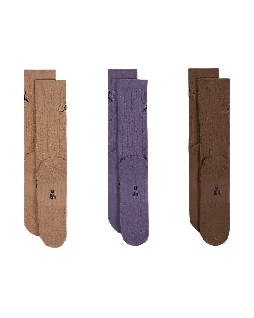 Air Jordan Everyday Crew Socks 3 Set 'Tan Purple Brown' DX9632-905 - 2