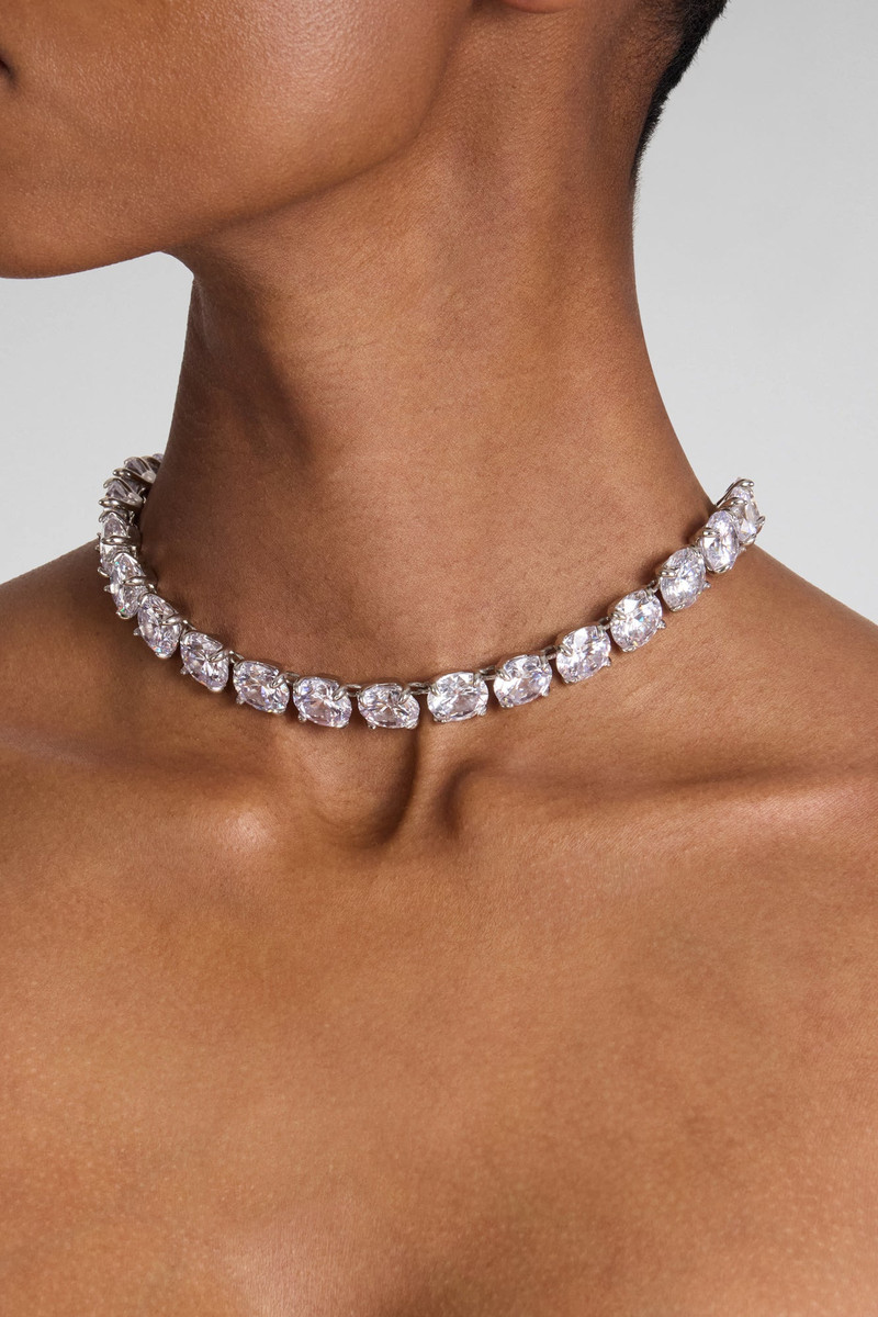GIGI CHOKER SILVER BASE AND WHITE CRYSTALS 4