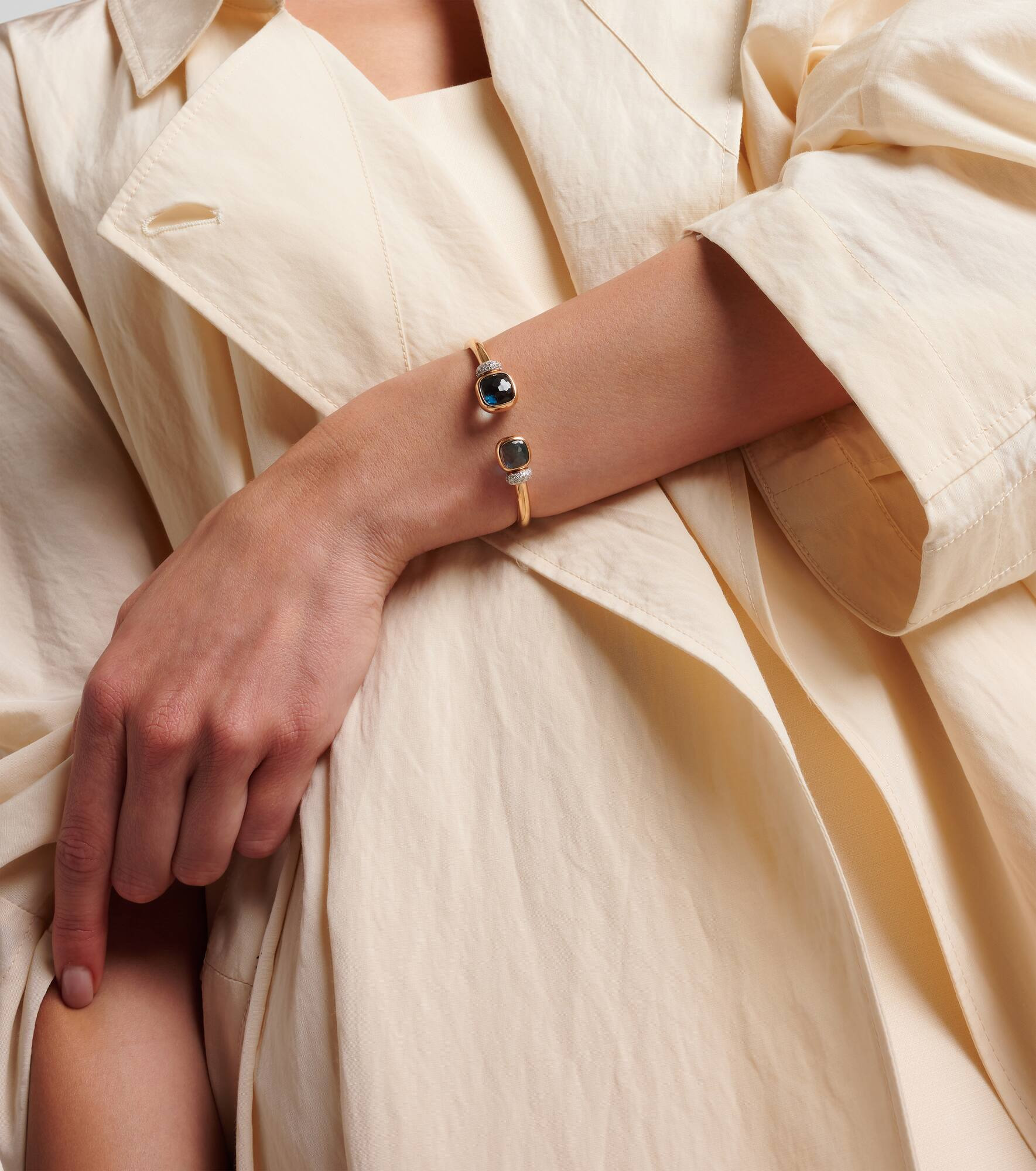 Nudo 18kt rose gold bangle with blue topaz and diamond - 3