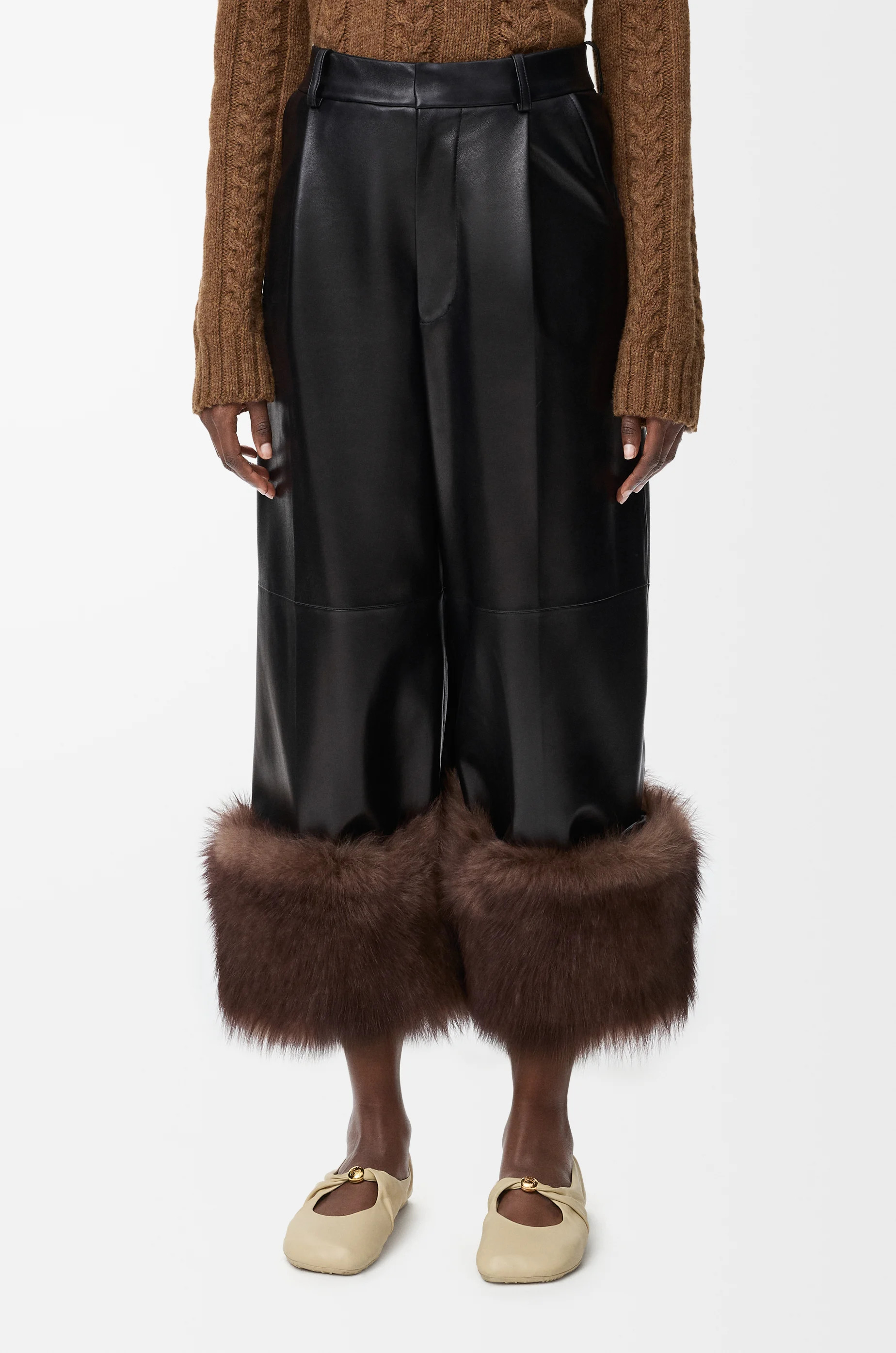 Turn-up trousers in nappa lambskin - 3