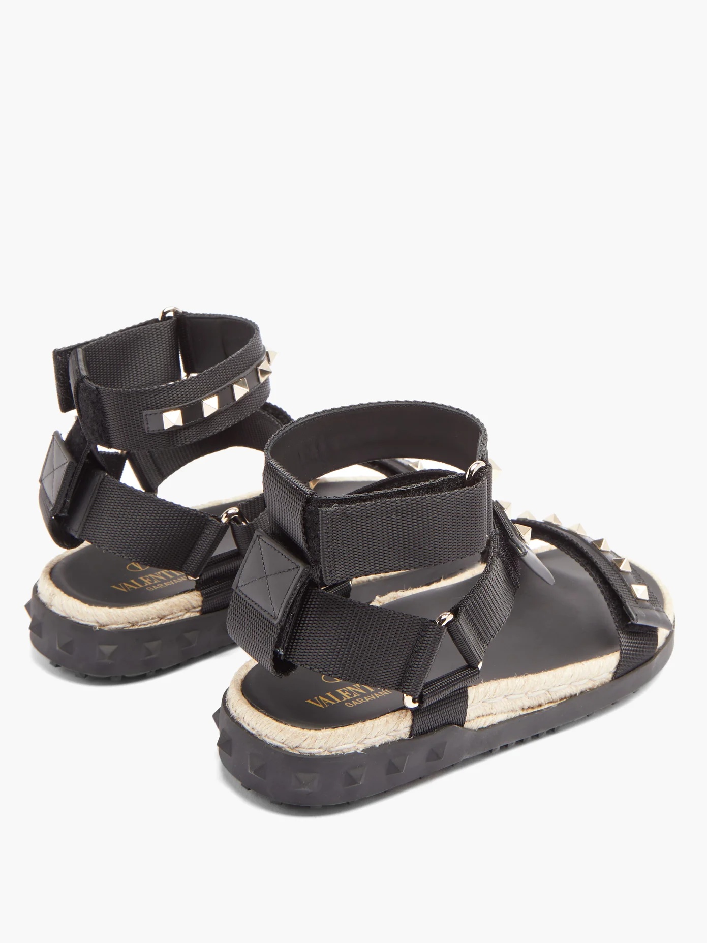 Rockstud canvas and jute sandals - 4