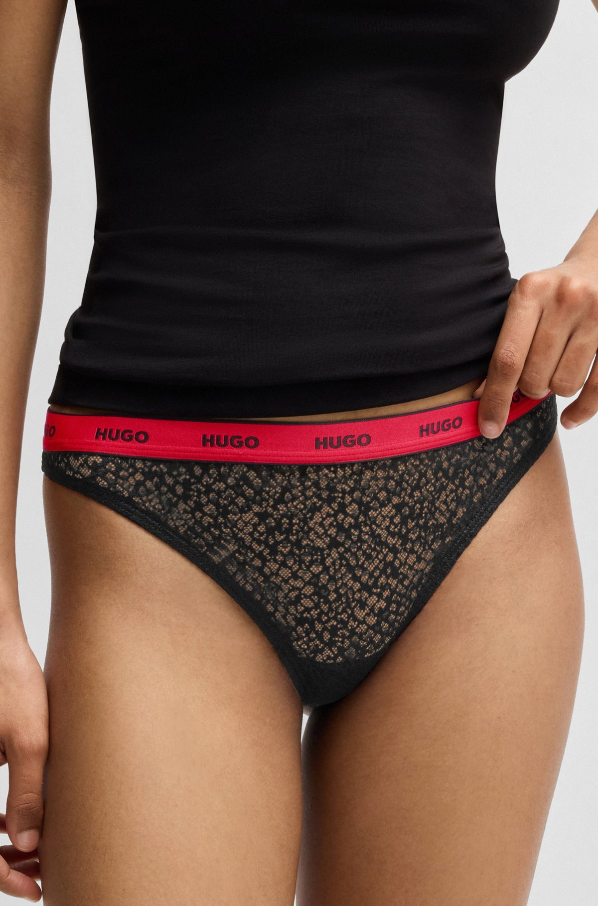 THREE-PACK OF THONGS IN STRETCH LACE - 3
