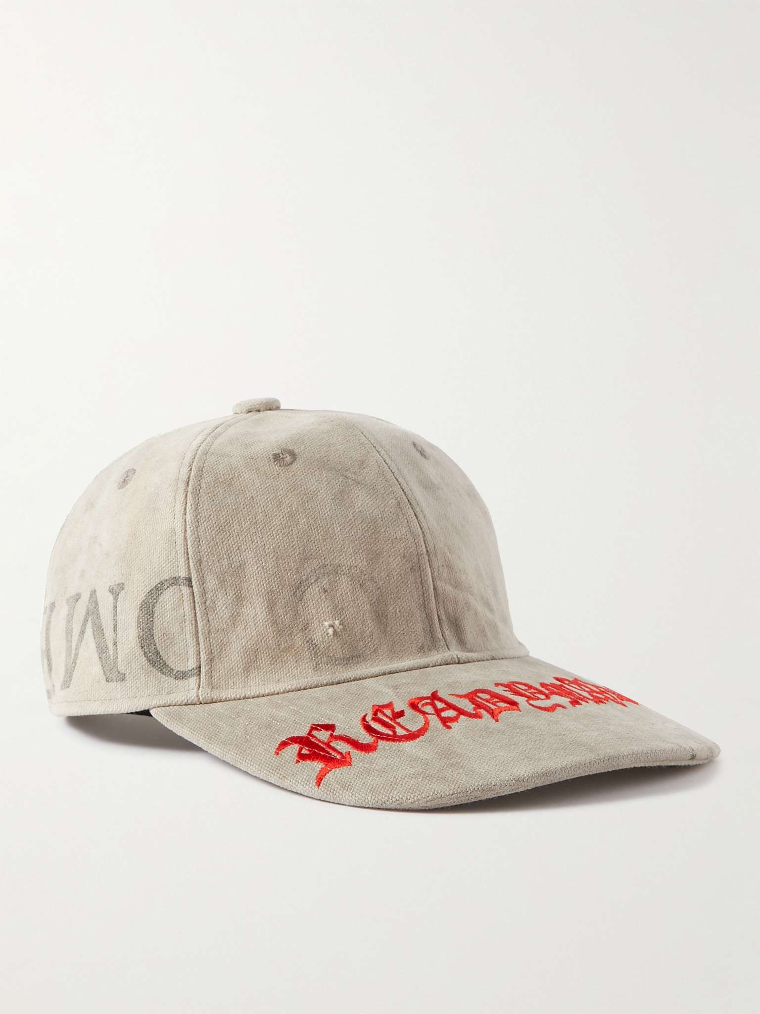 Logo-Embroidered Distressed Cotton-Canvas Baseball Cap - 1