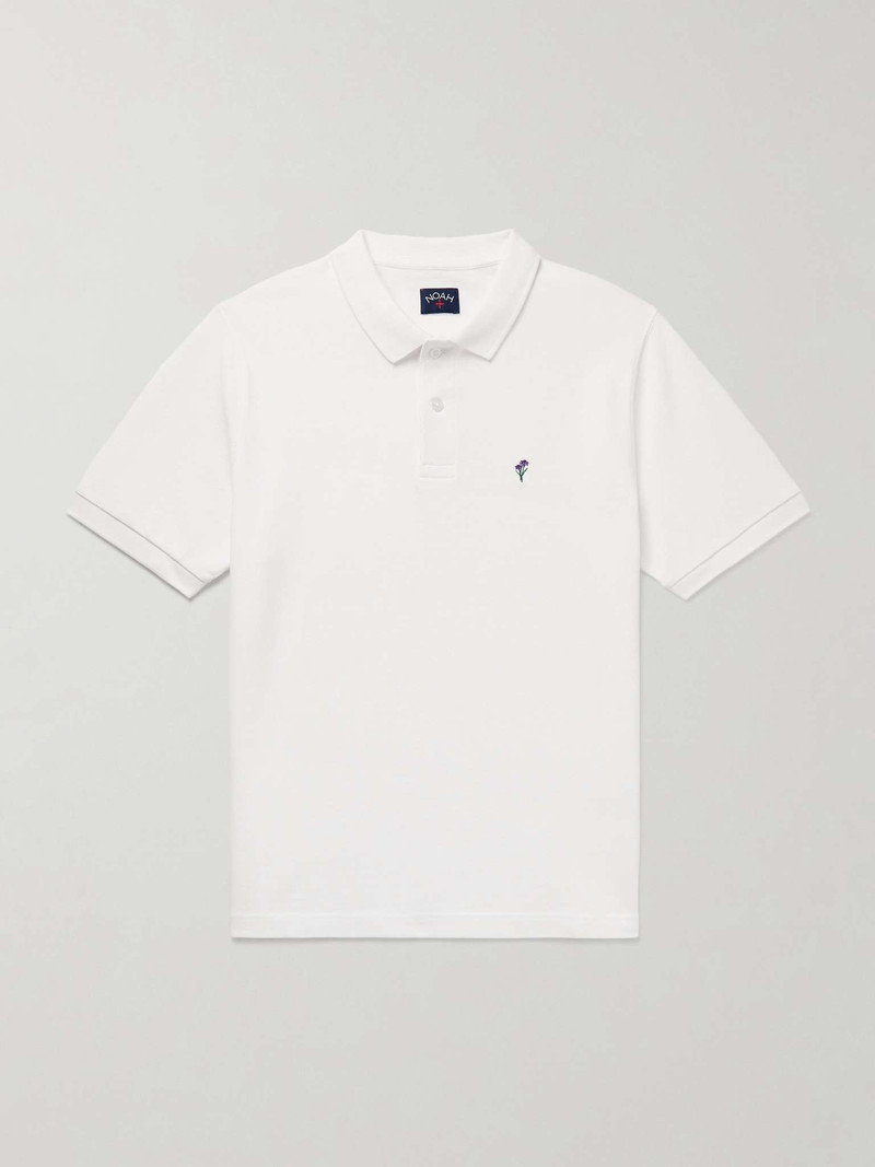 Iris Embroidered Cotton-Piqué Polo Shirt - 1