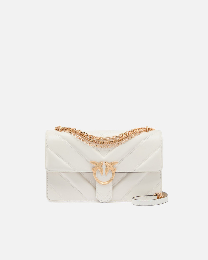LOVE BAG ONE MEDIUM SHOULDER BAG IN CHEVRON LEATHER AND NAPPA WITH TRIPLE CHAIN 1