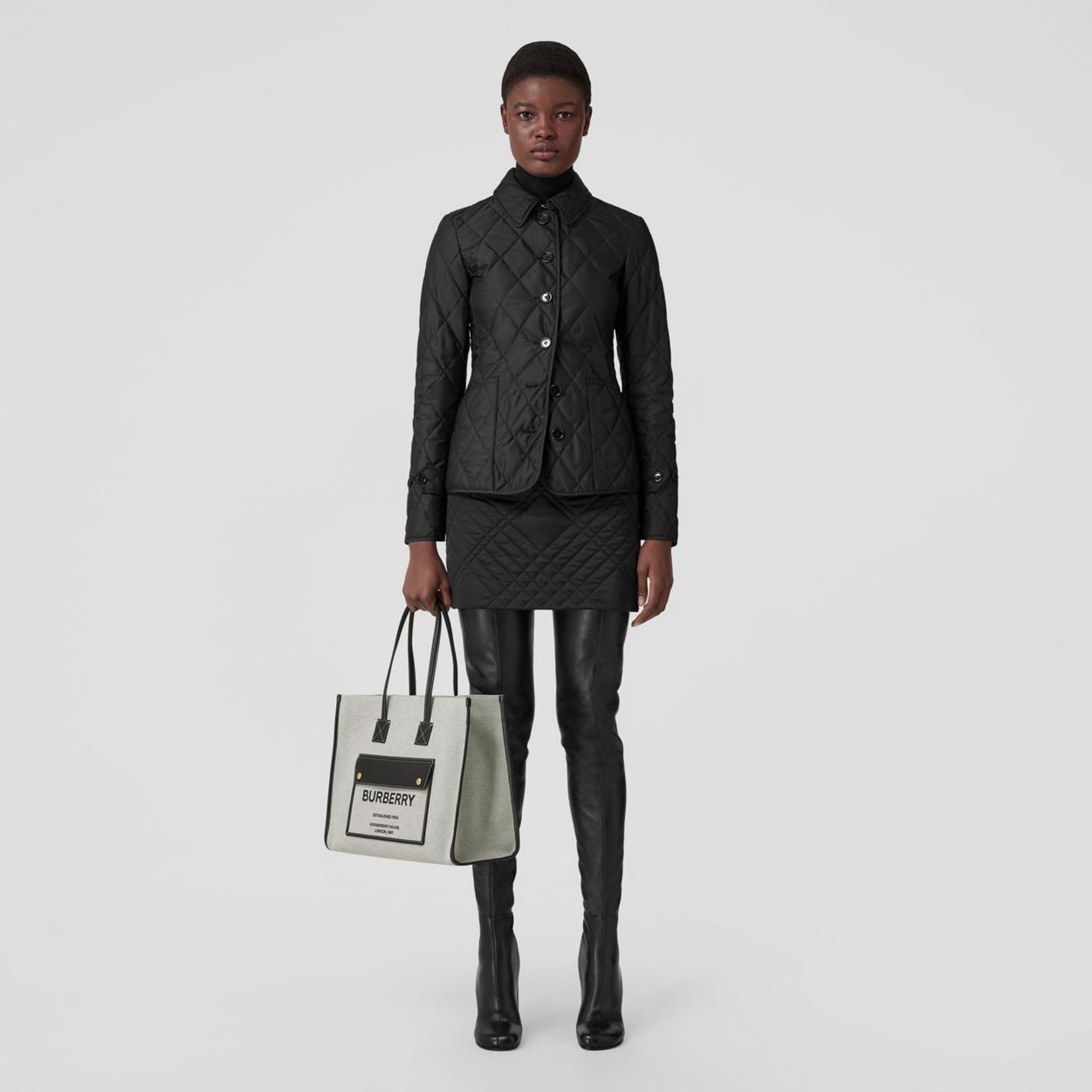 Medium Two-tone Canvas and Leather Freya Tote - 6