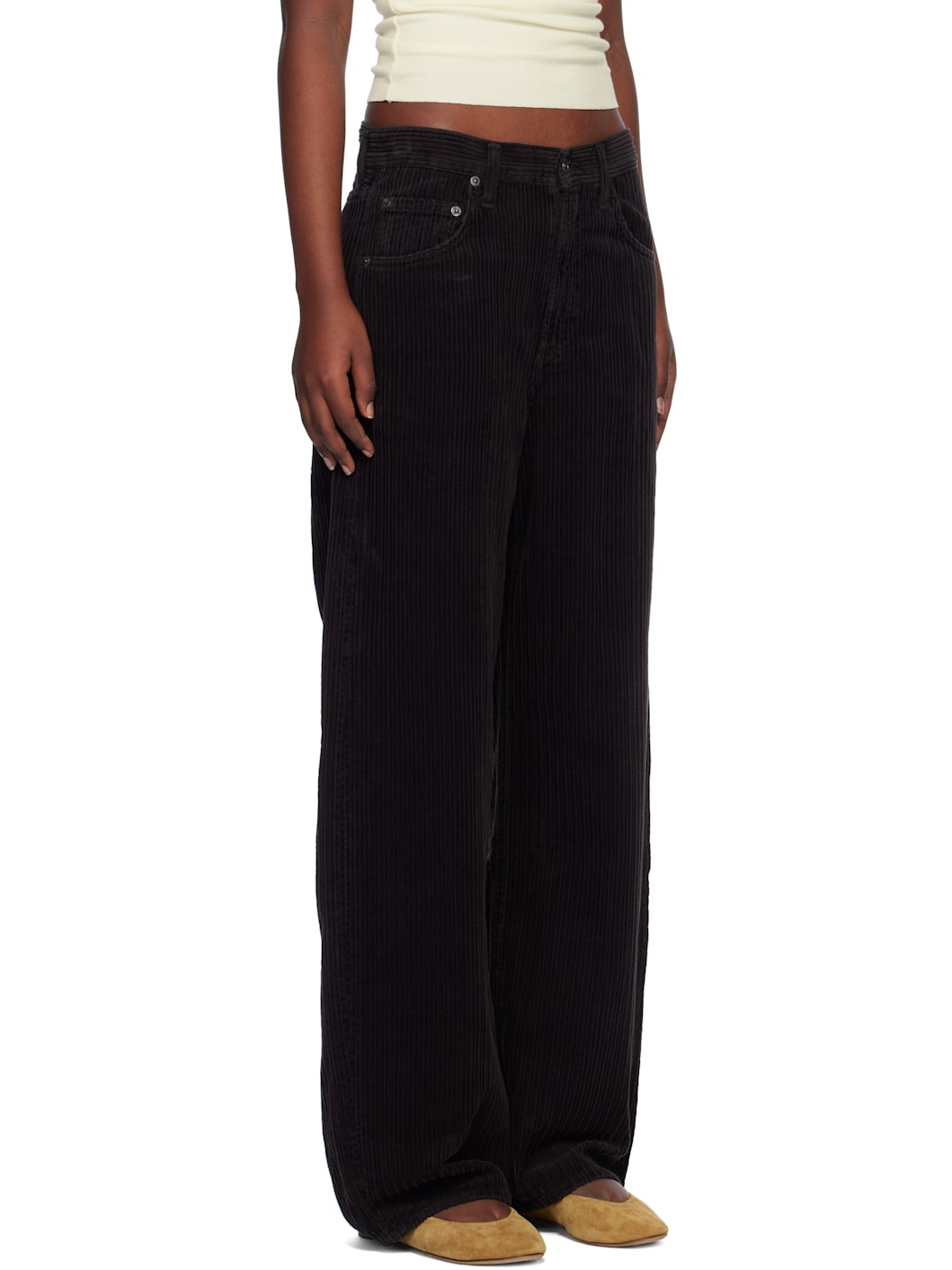 Black Low Curve Trousers - 2