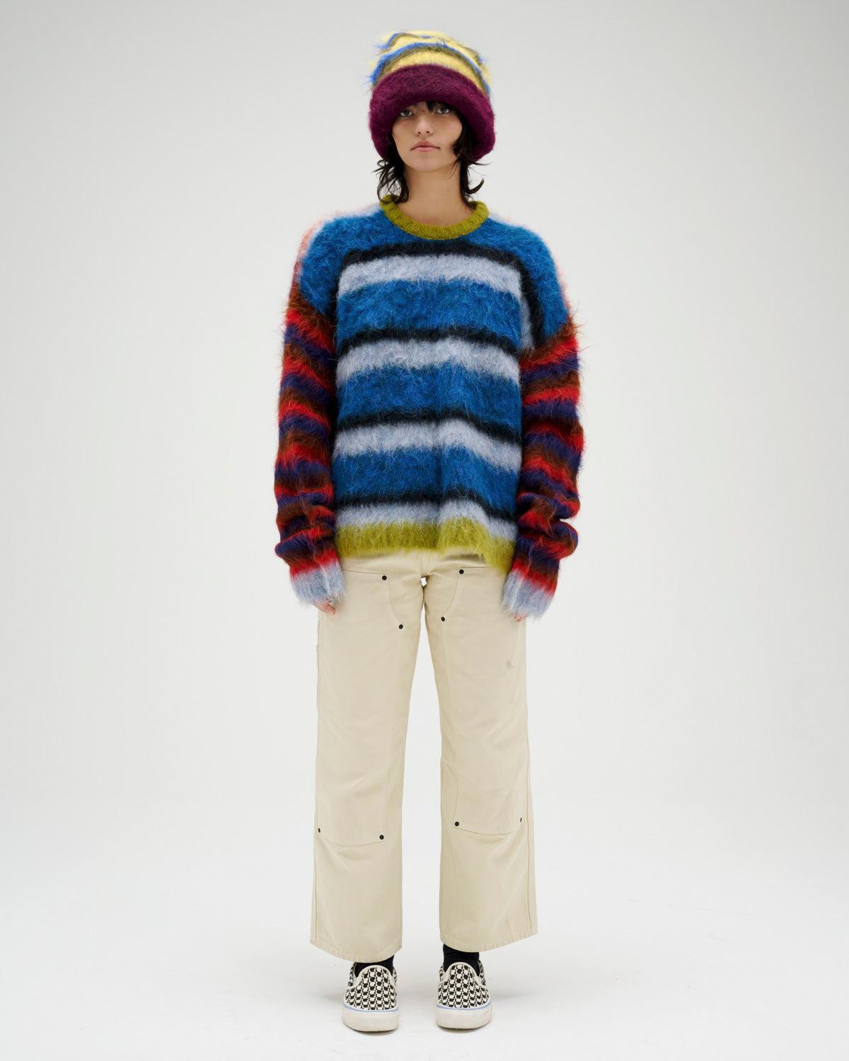 Blurry Lines Alpaca Crewneck Sweater - Multi - 10