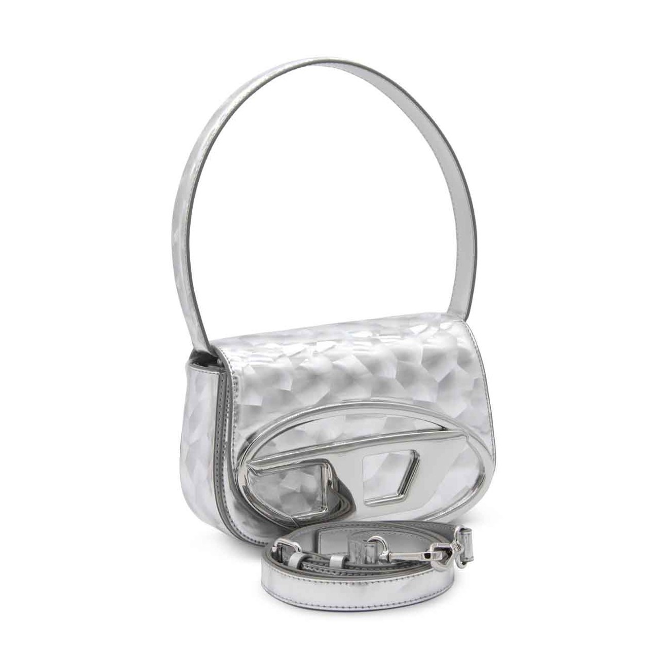 silver-tone faux leather 1dr shoulder bag - 2