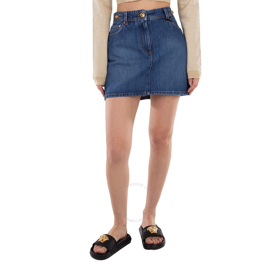 Versace Medusa 95 Cotton Denim Mini Skirt - 3