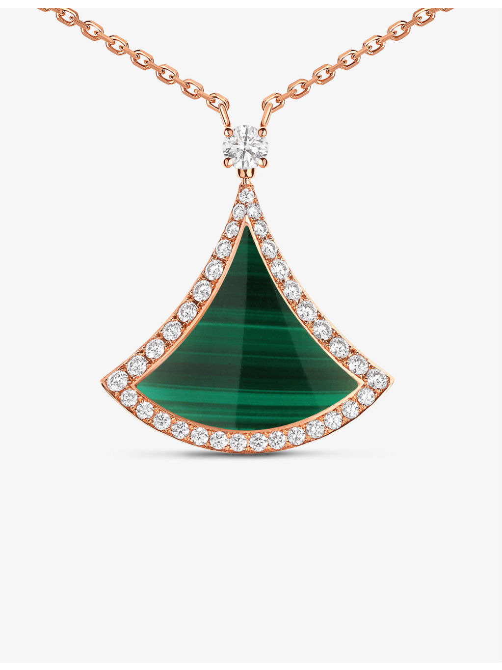 Divas' Dream 18ct rose-gold, 0.5ct brilliant-cut diamond and malachite pendant necklace - 3