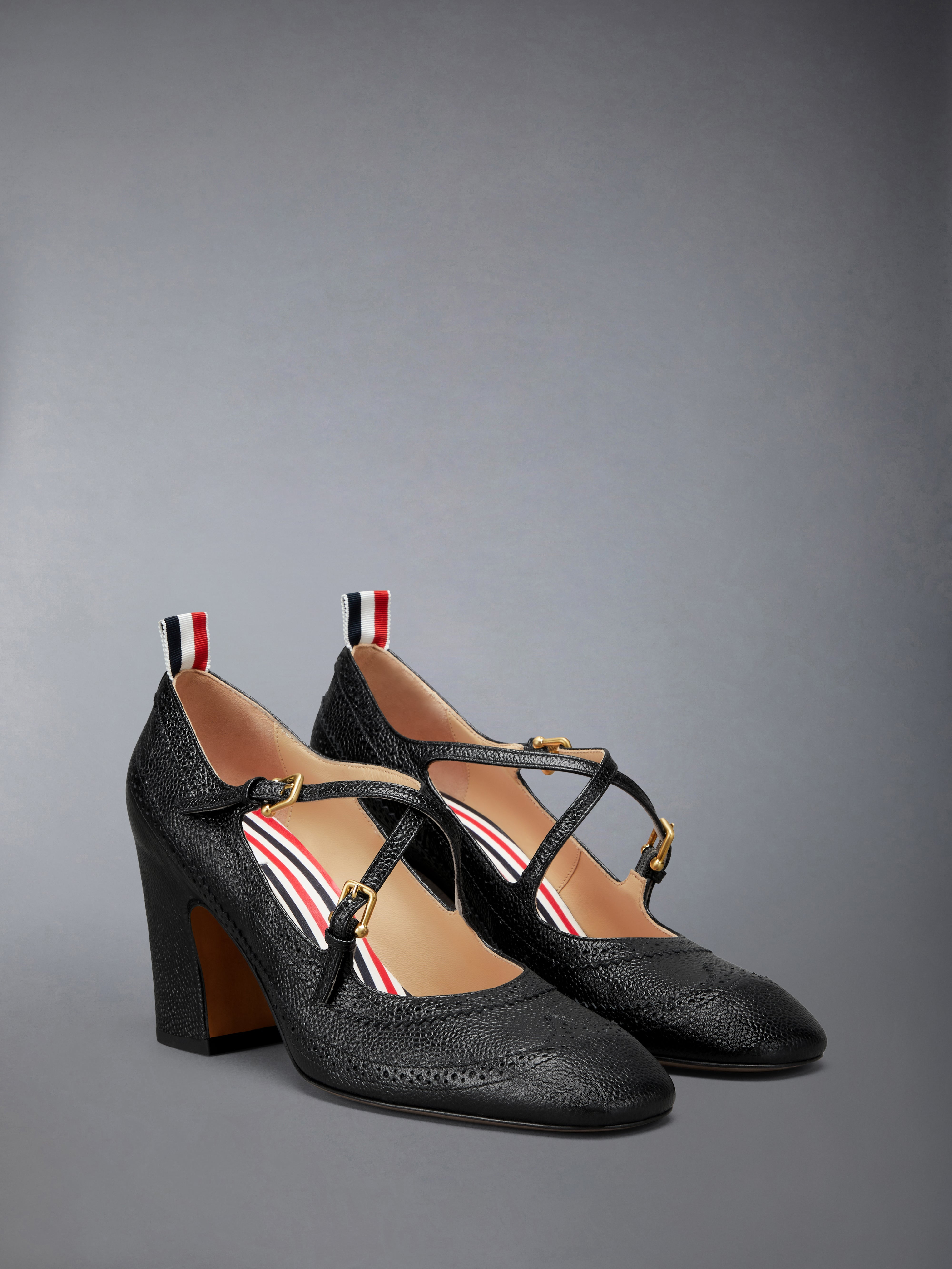 PEBBLE GRAIN 75MM BLOCK HEEL CRISS CROSS BROGUE THOM JOHN - 2