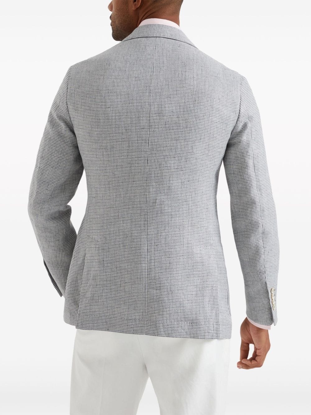 puppytooth double-breasted linen blazer - 4