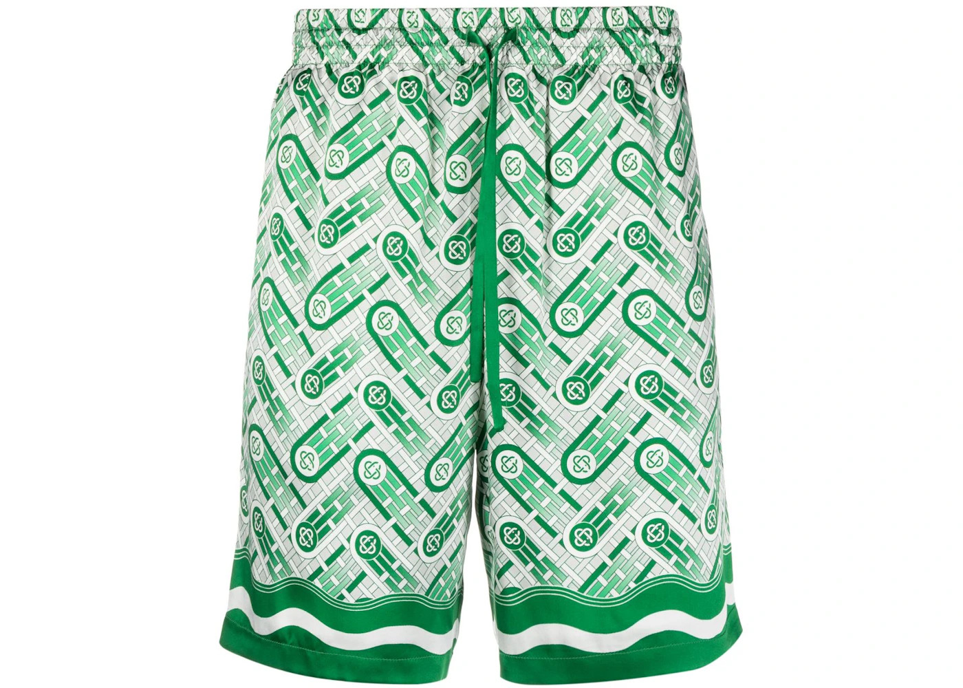 Casablanca Ping Pong Monogram Silk Shorts Green - 1