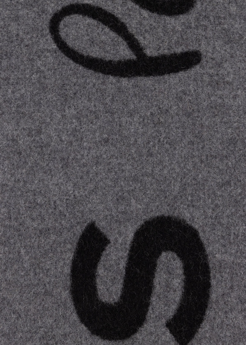 Grey Wool-Blend Zebra Logo Scarf 4