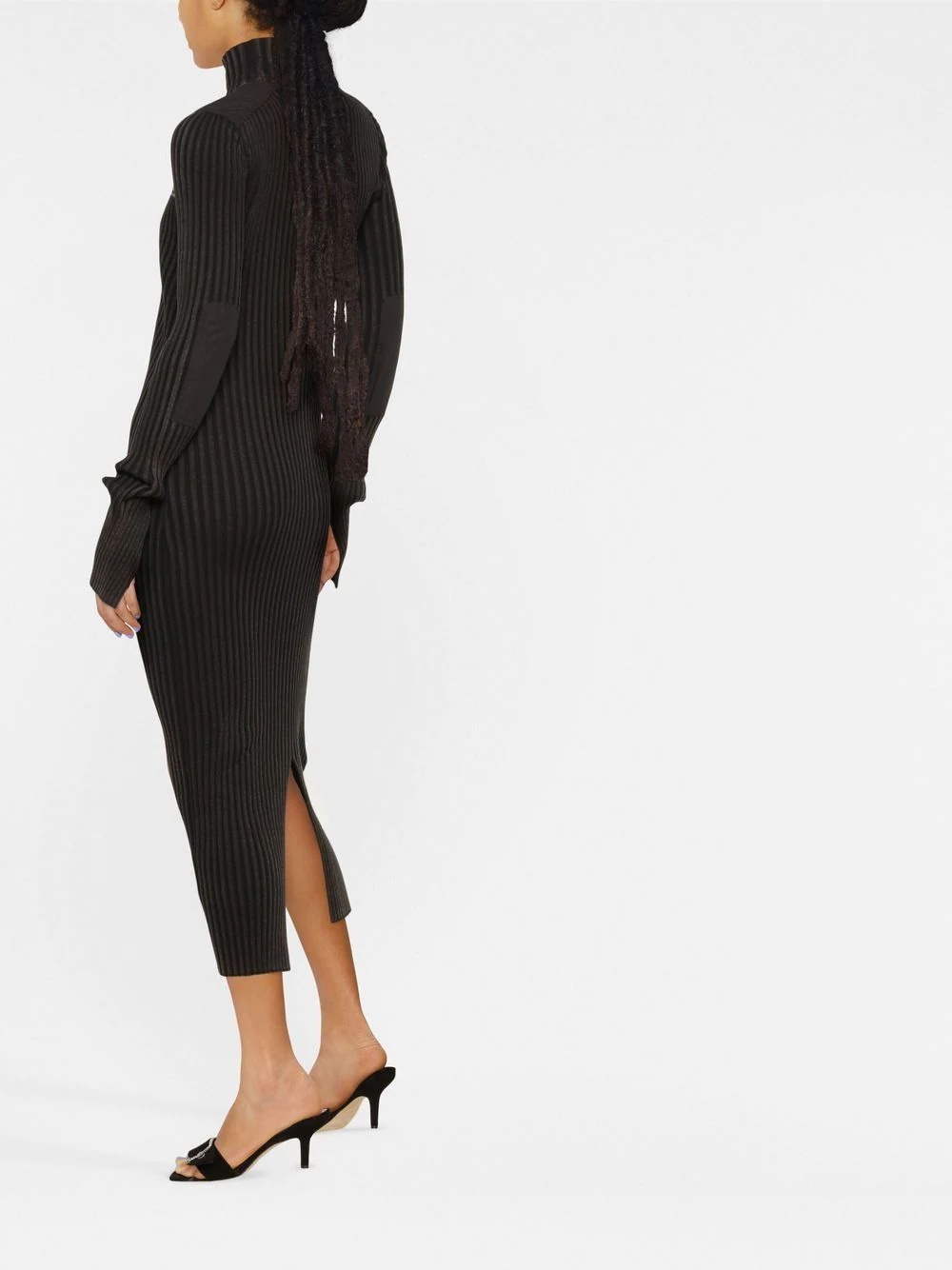 logo patch ribbed midi dress - 3