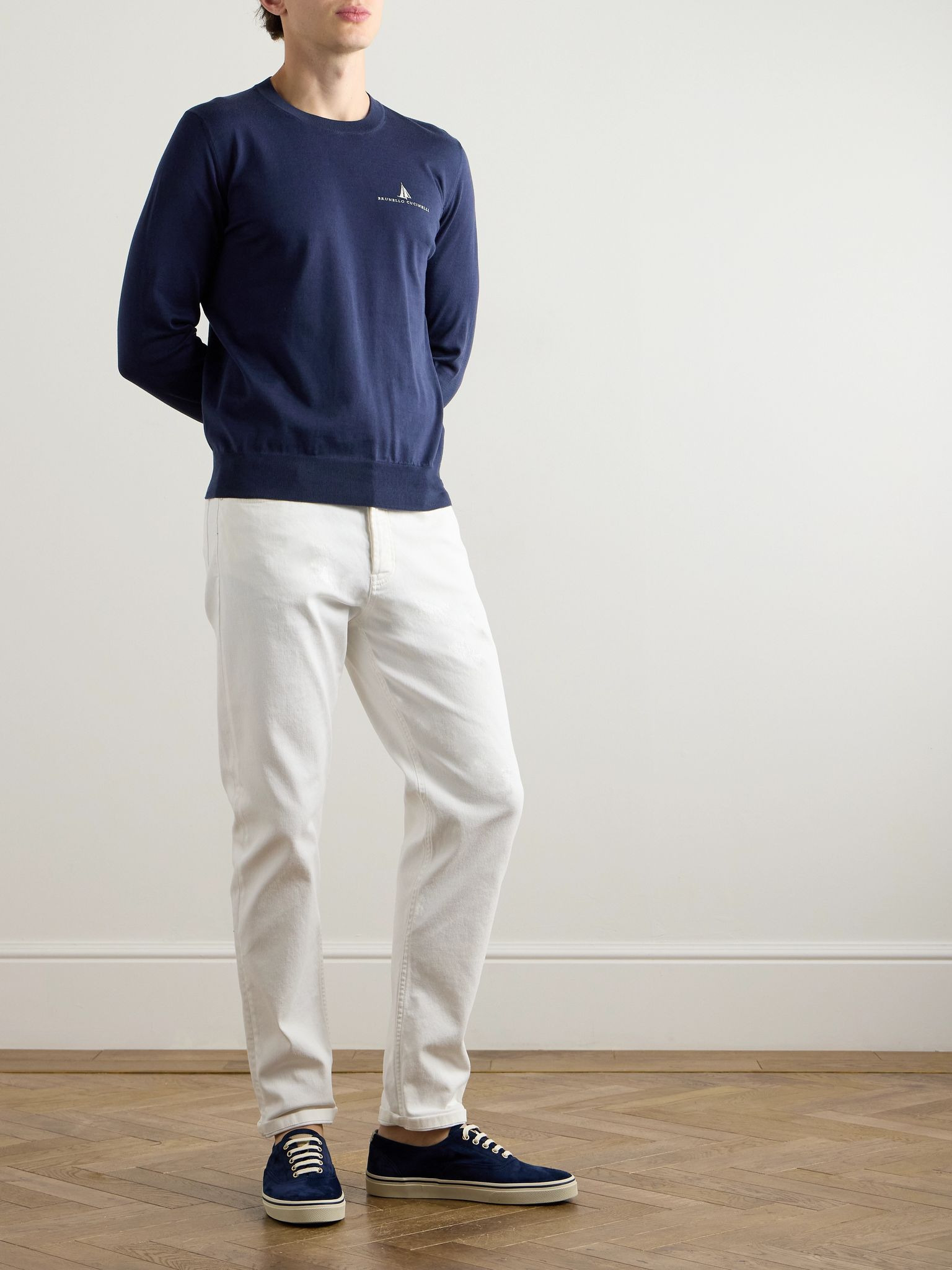 Logo-Embroidered Cotton T-Shirt Navy - 2