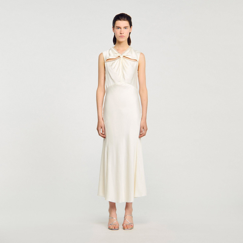 Sandro SATIN MAXI DRESS WITH RHINESTONES outlook