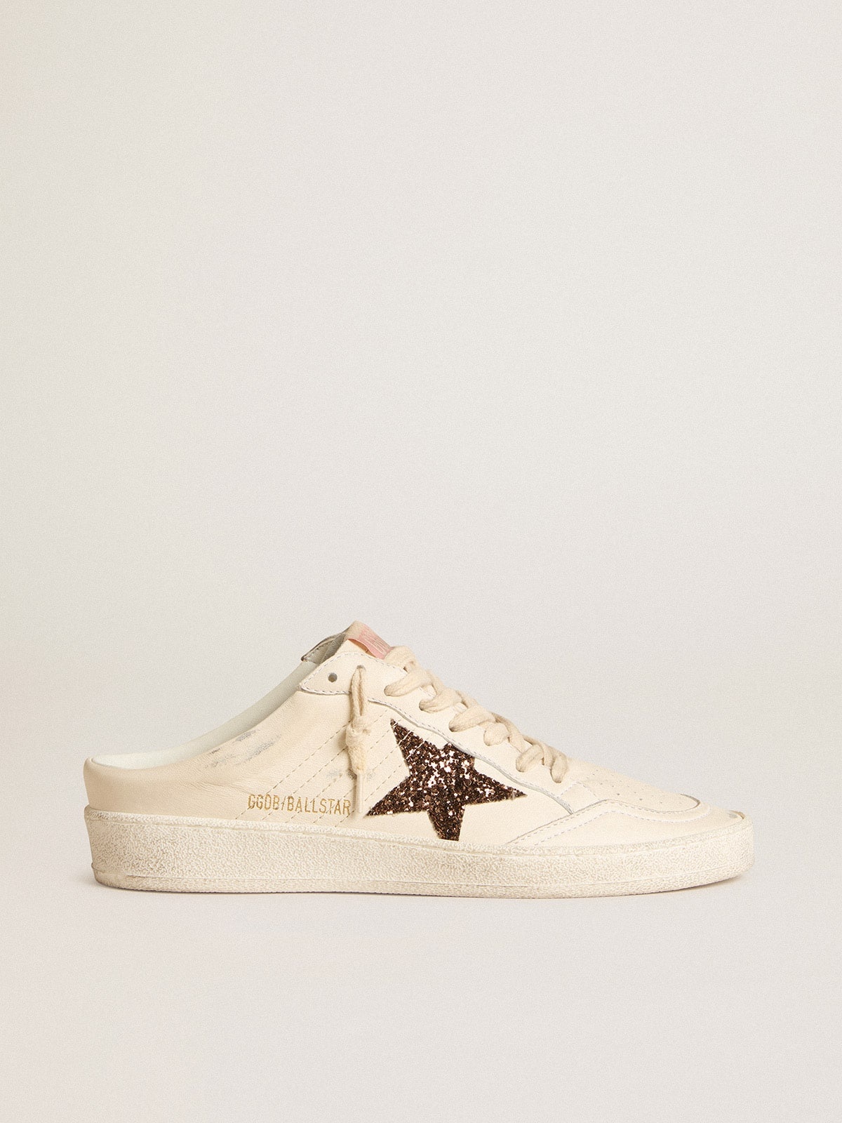 Ball Star Sabots in ivory nappa with bronze glitter star - 1