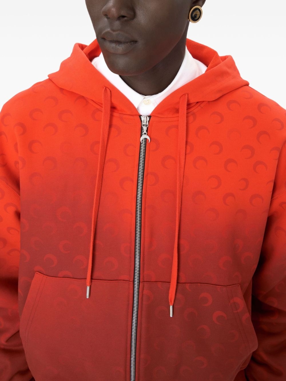 Moon-pattern fleece hoodie - 3