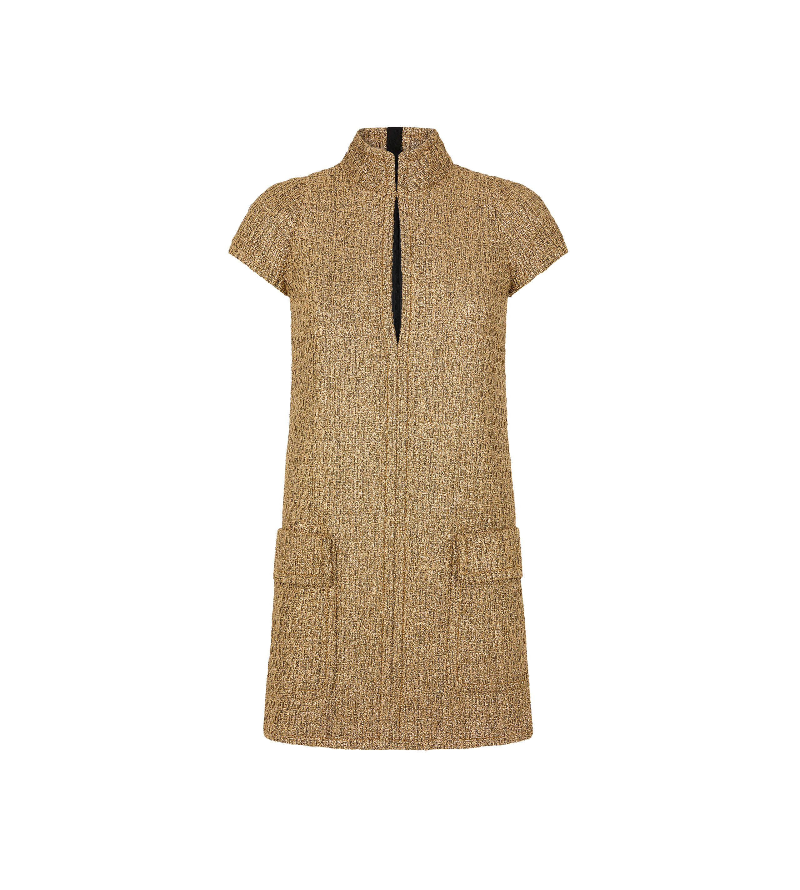 WOOL BLEND TWEED MINI COCKTAIL DRESS - 1