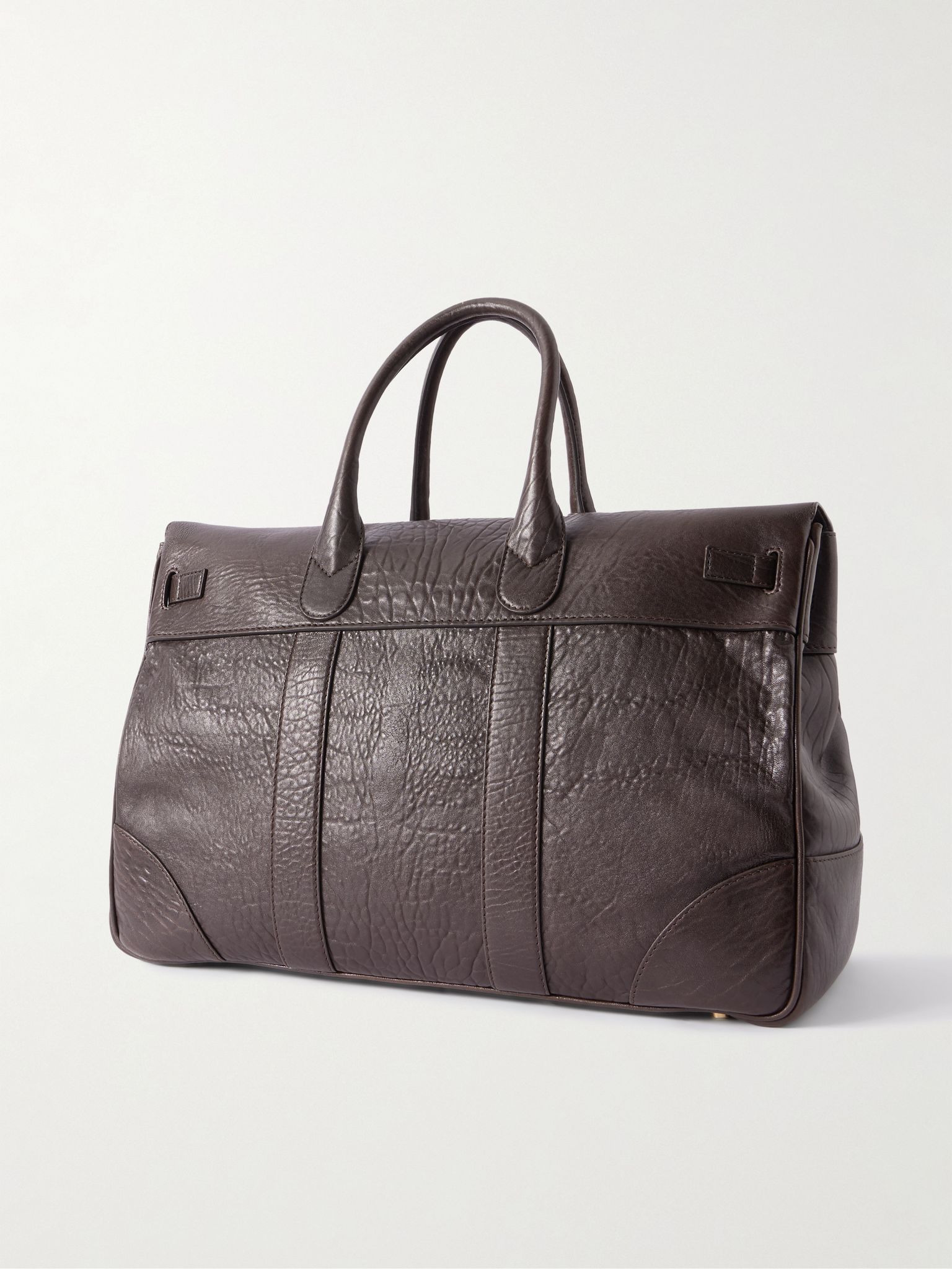 Panelled Full-Grain Leather Weekend Bag Brown - 3