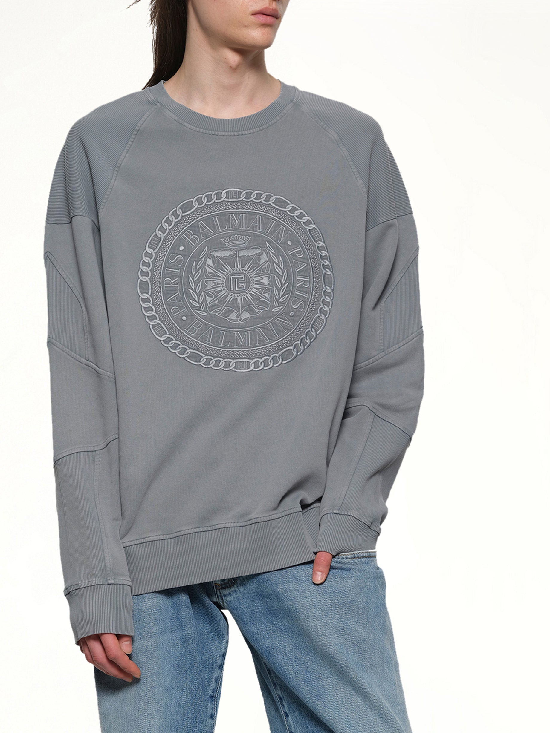 Balmain Medal Sweatshirt in Grey - 6