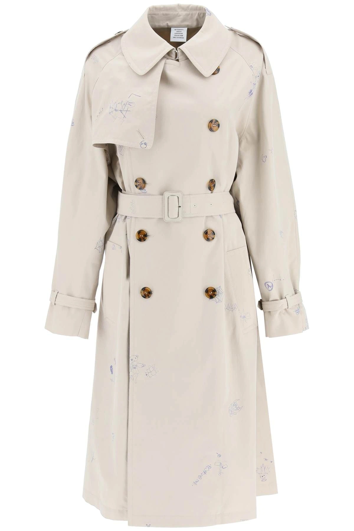 SCRIBBLED TRENCH COAT - 1