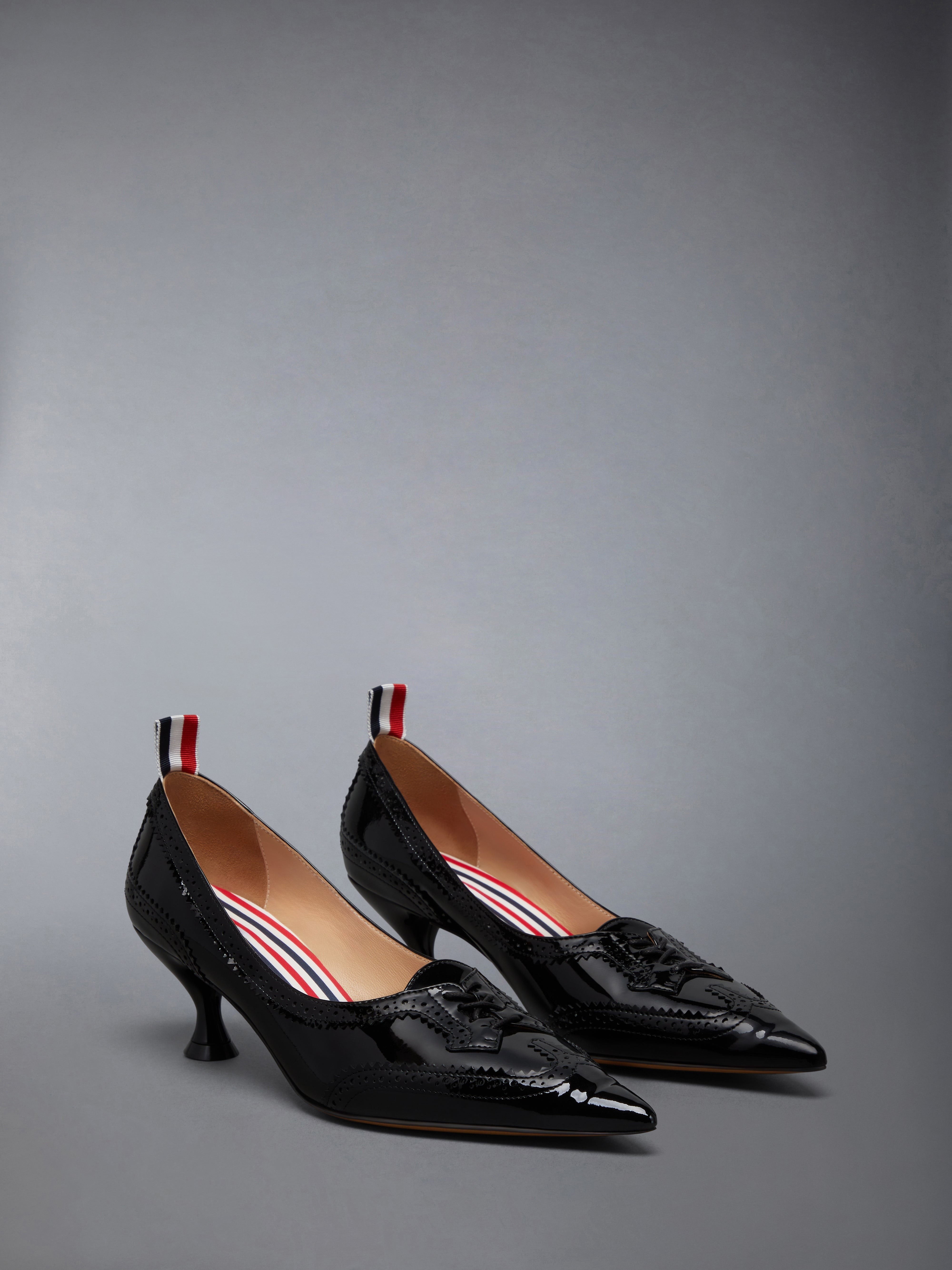 SOFT PATENT LEATHER WINGTIP 50MM CURVED HEEL PUMP - 2