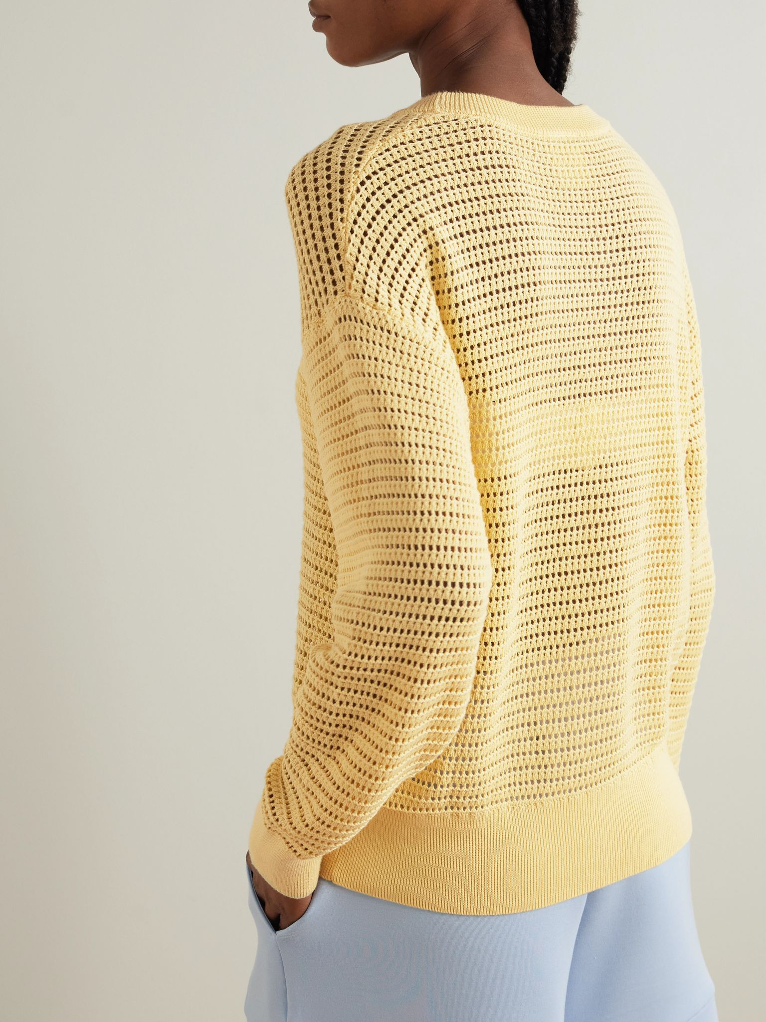 Kershaw open-knit cotton sweater Yellow - 4