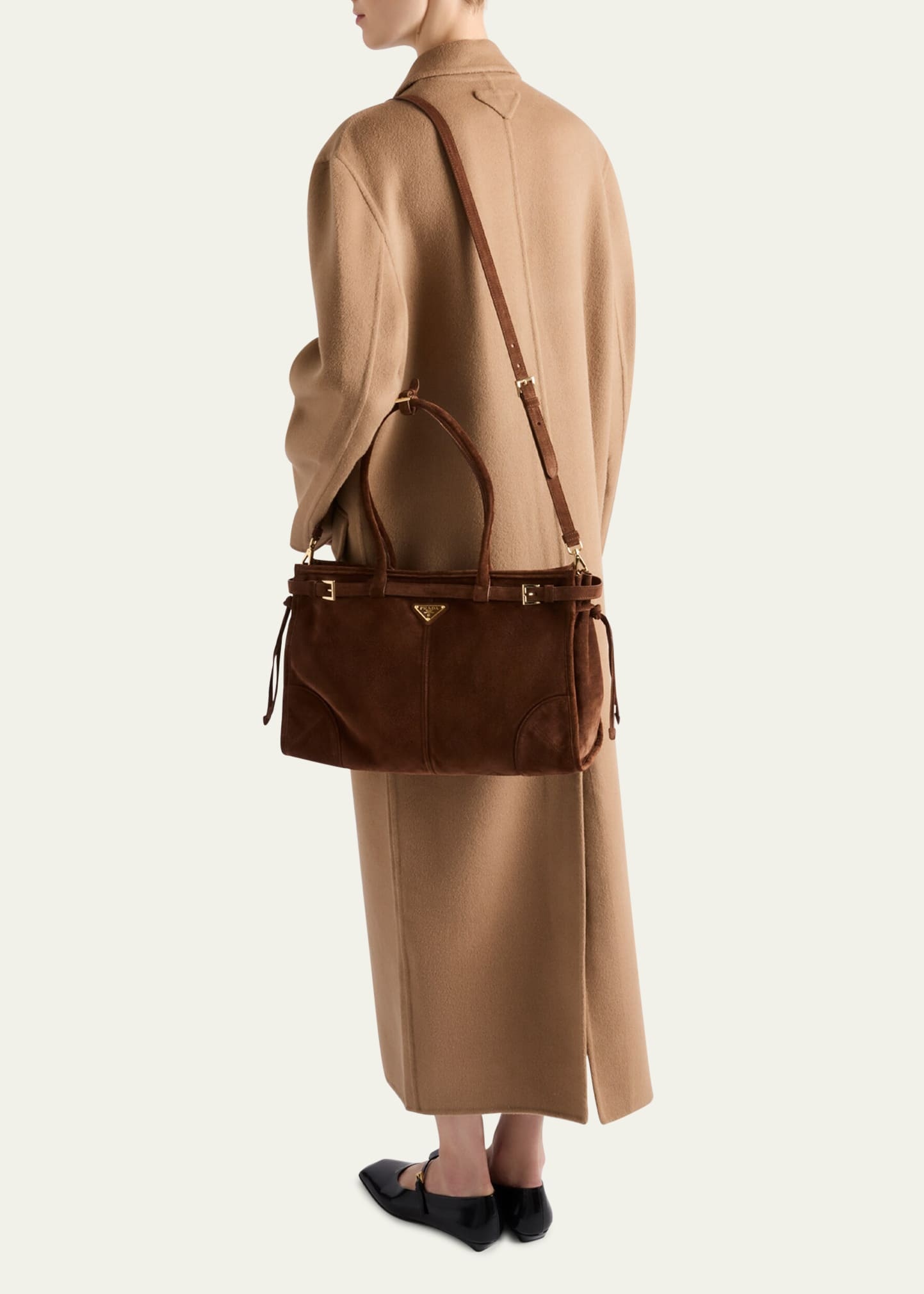 Buckle Suede Top-Handle Bag - 4