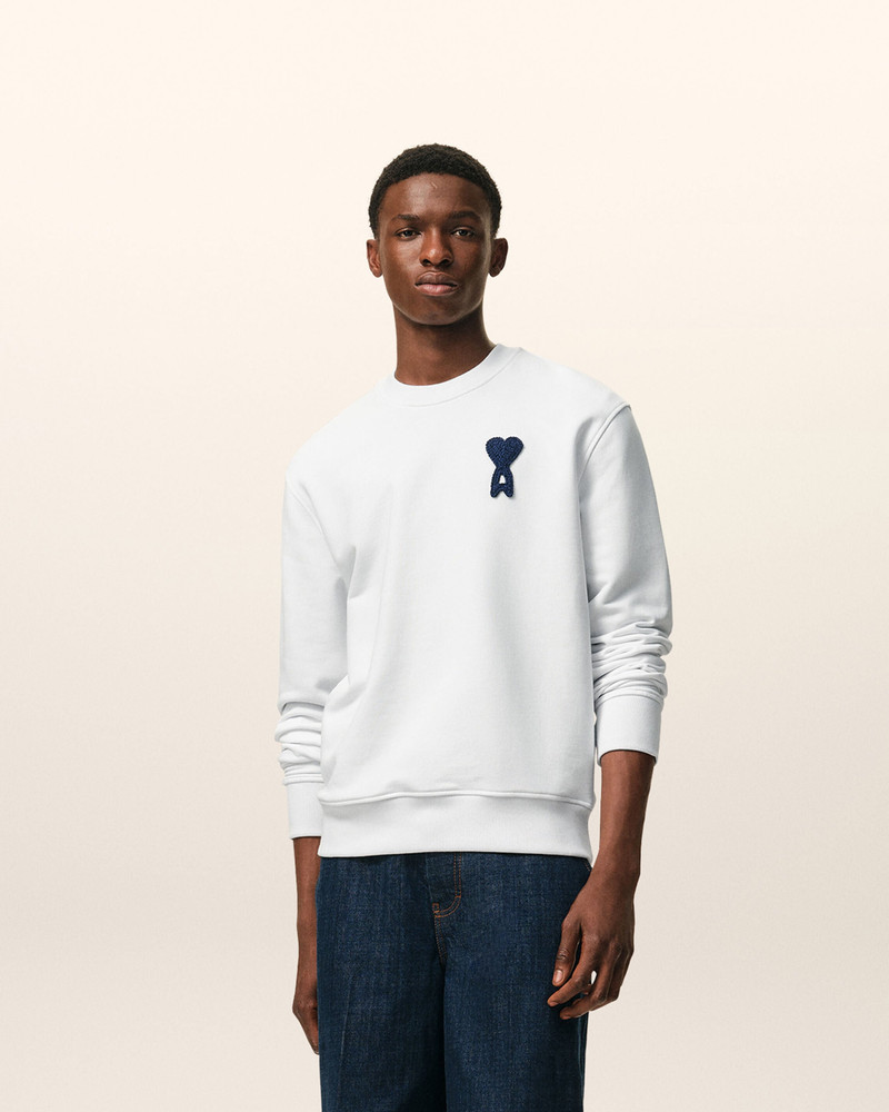 AMI Paris WHITE COTTON KNITTED AMI DE COEUR SWEATSHIRT outlook