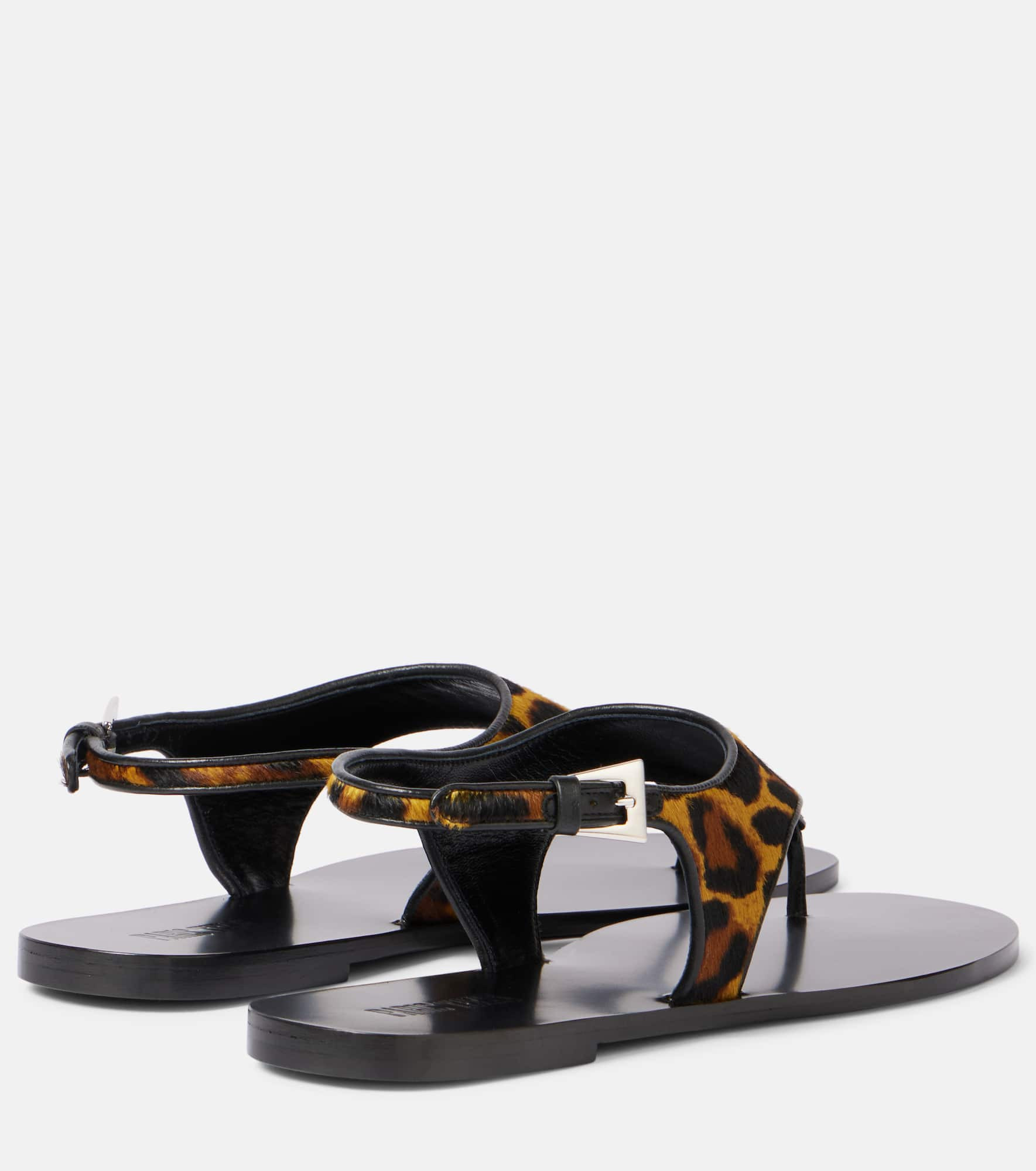 Amalfi leopard-print calf hair thong sandals - 2