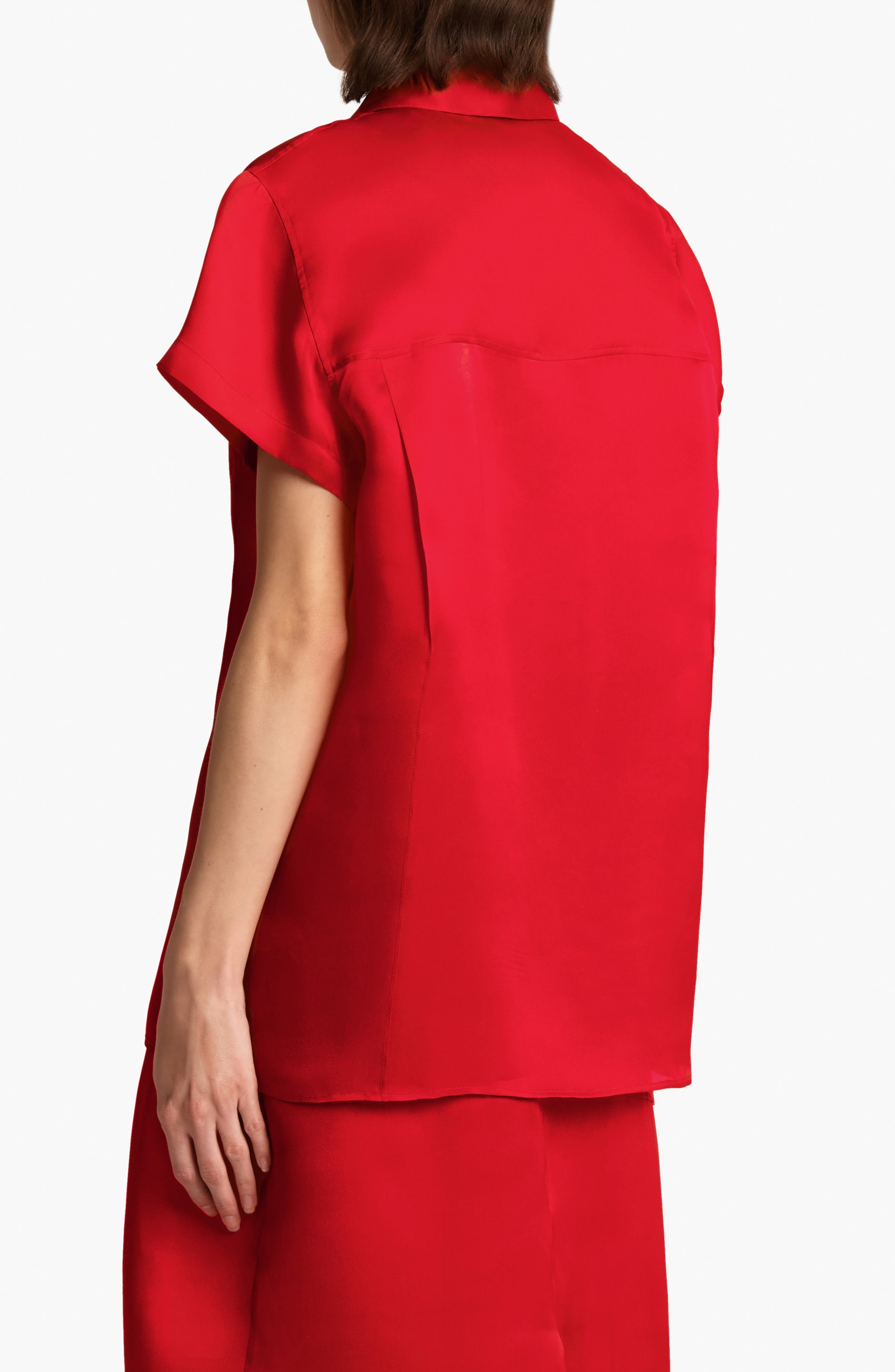 Khaite Keefe Silk Organza Button-Up Shirt in Raspberry at Nordstrom - 2