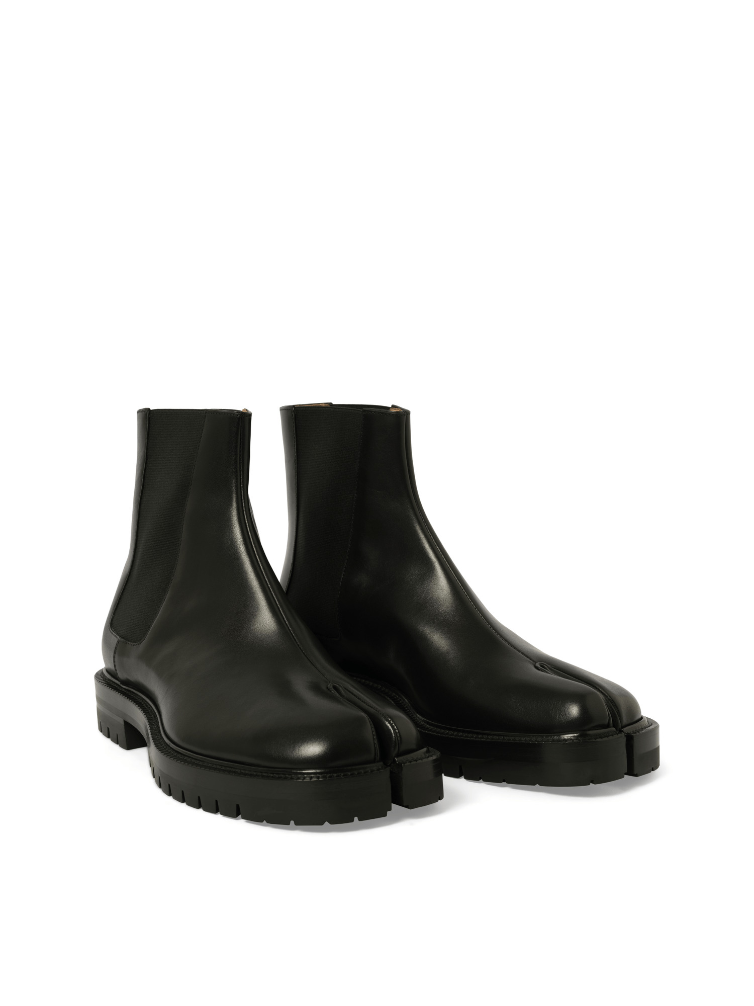 Calfskin Tabi County Chelsea Boots in Black - 2