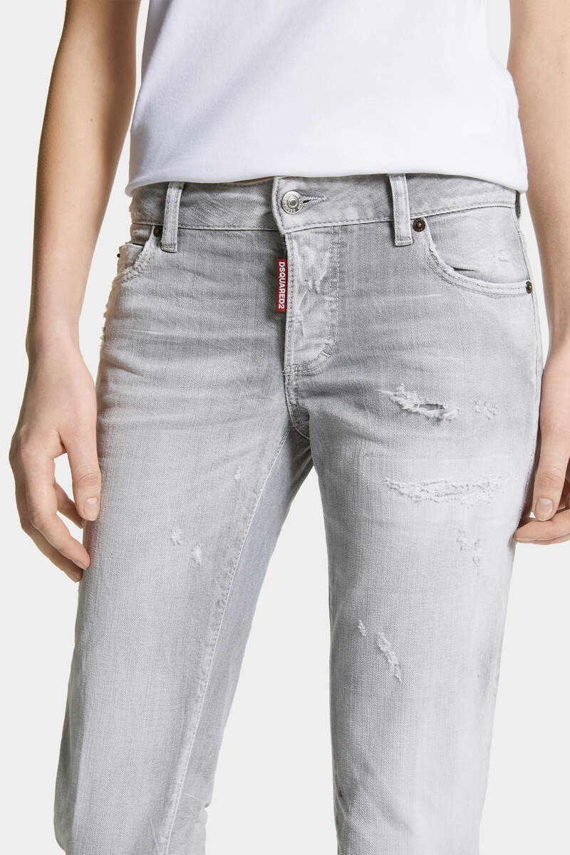 BRUSHED GREY WASH MEDIUM WAIST JENNIFER JEANS - 5