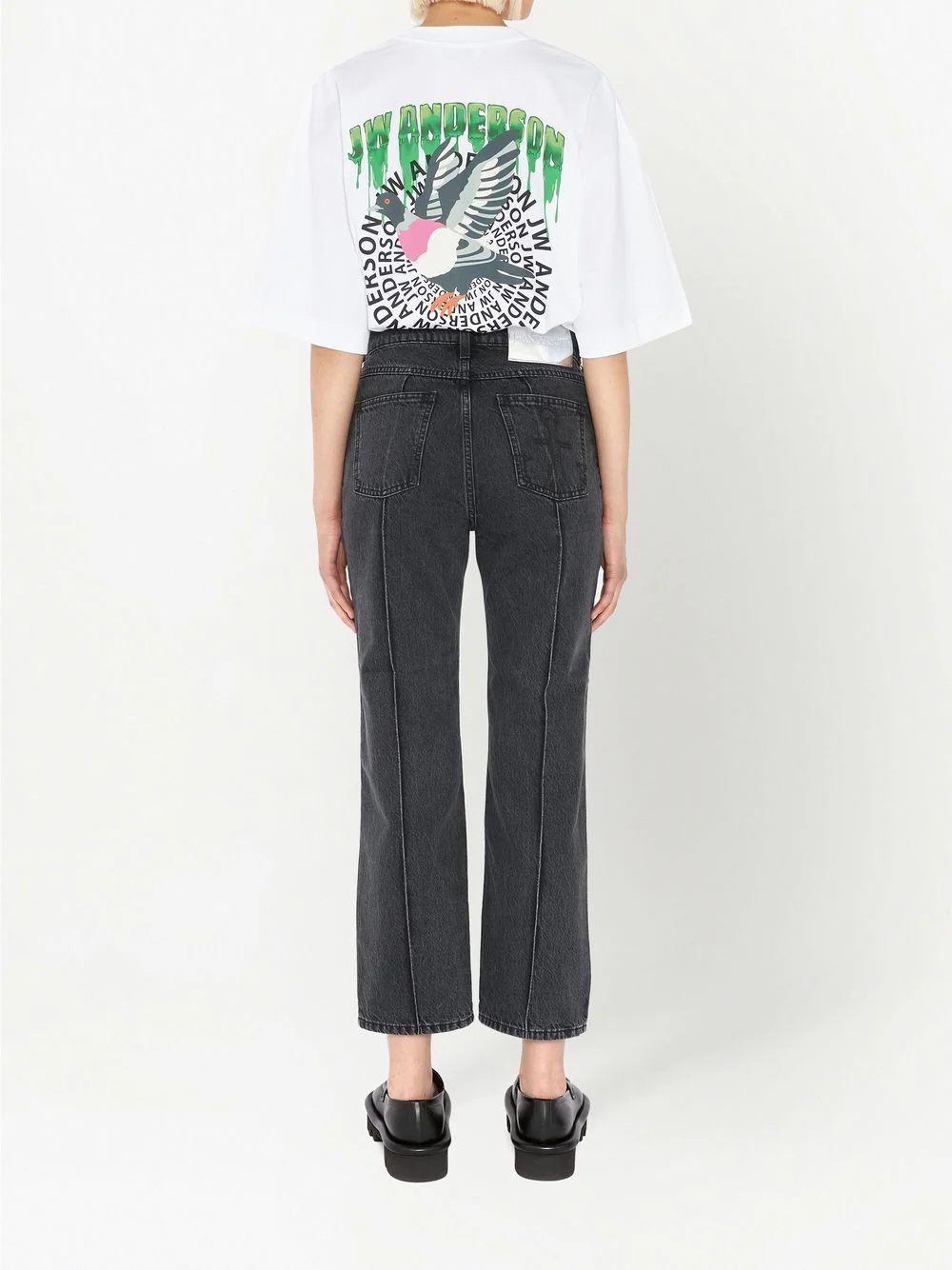 chain-detail straight leg cropped jeans - 4