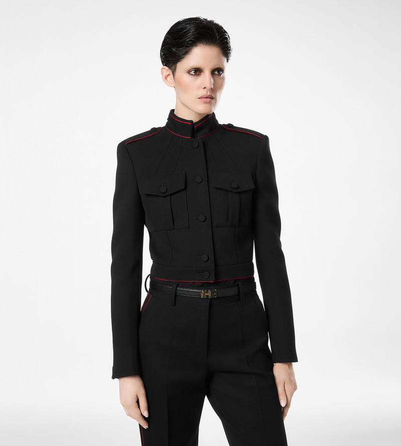 SHARP WOOL GABARDINE OFFICER JACKET WITH PIPING 4