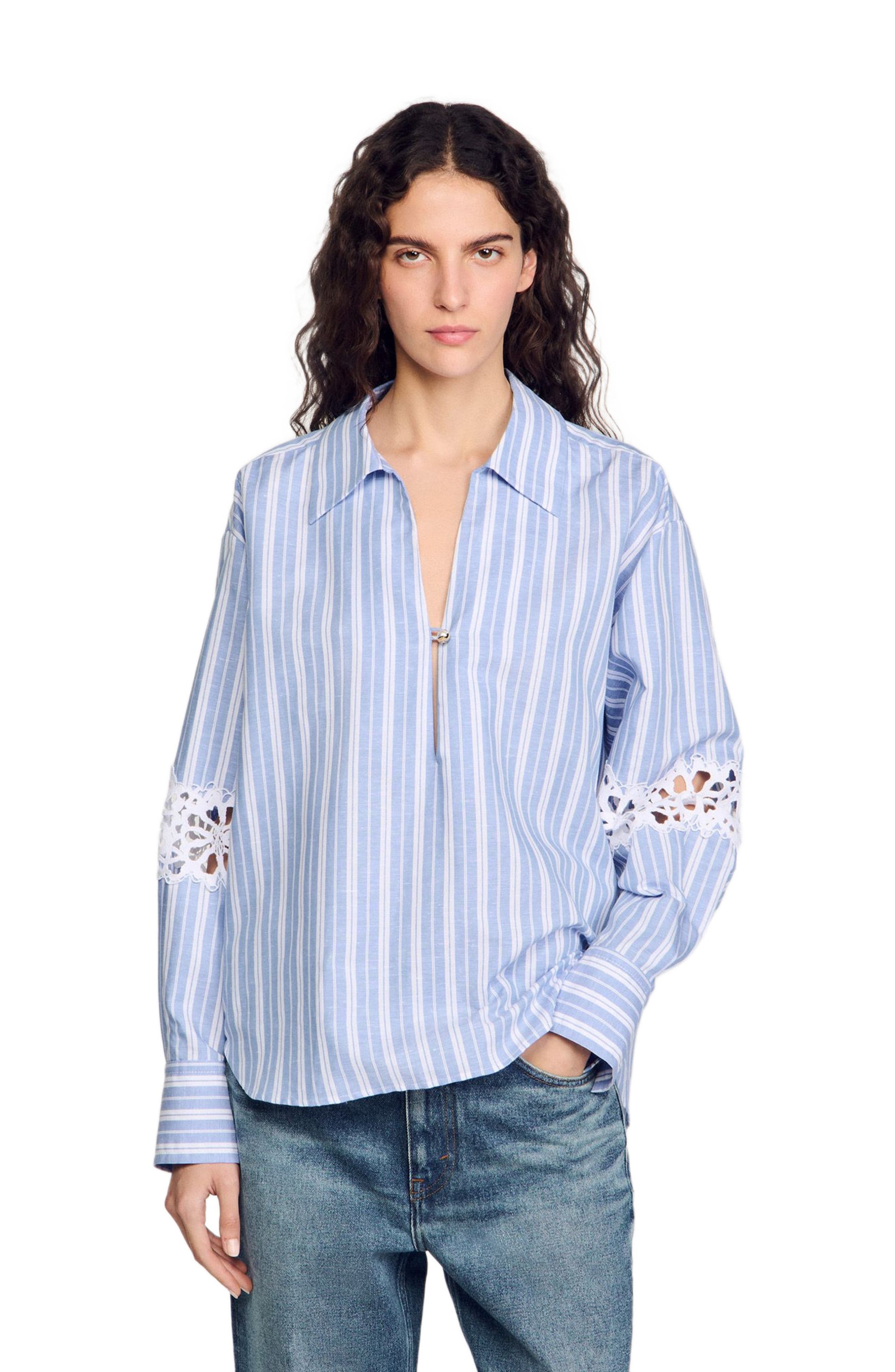 SANDRO Striped shirt in Blu /White at Nordstrom - 1