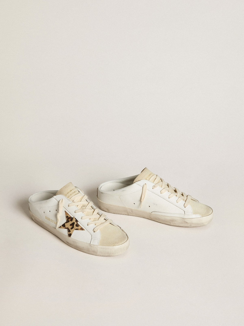 Golden Goose Super-Star Sabots with pony skin star and beige suede tongue outlook