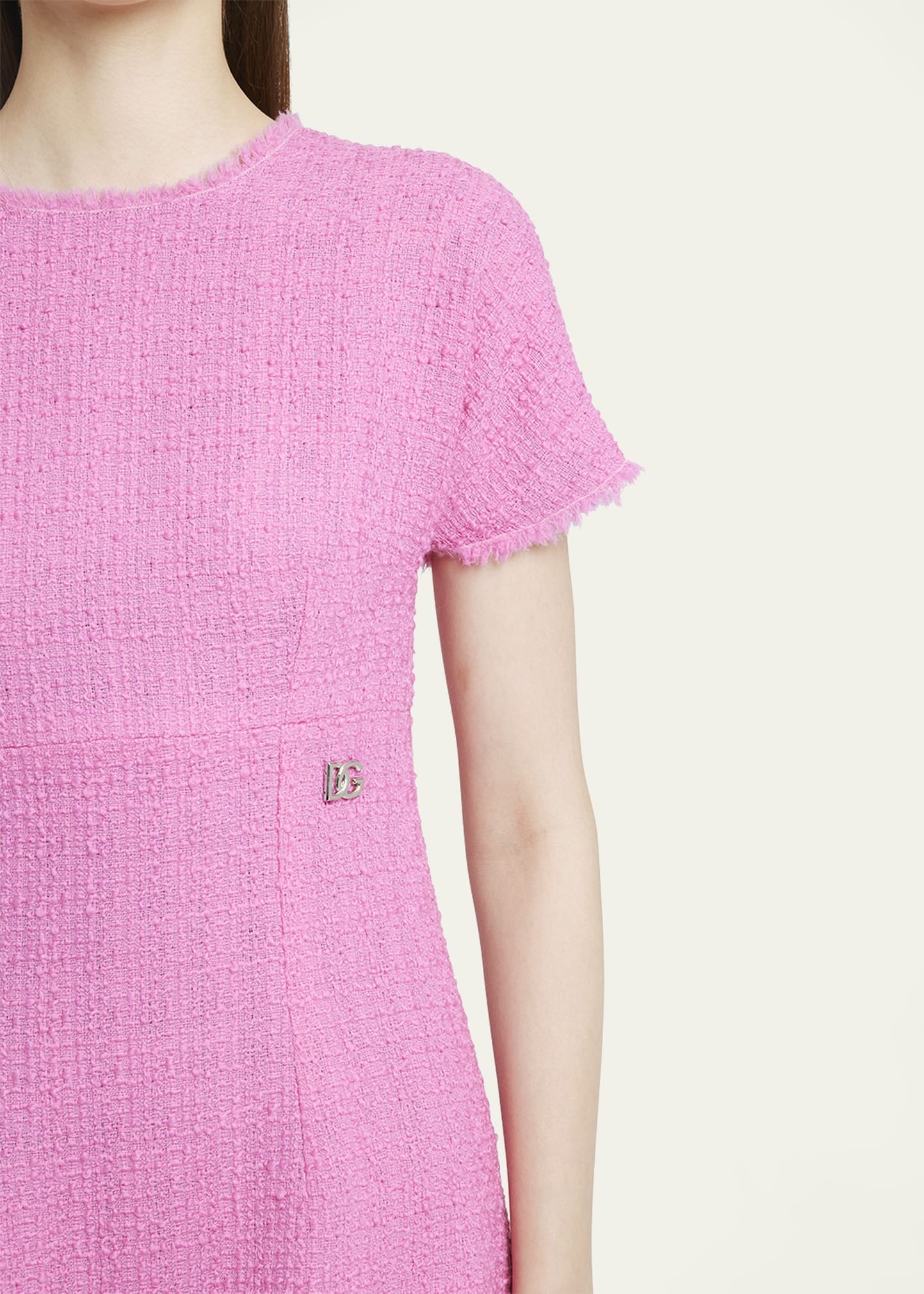 Tweed Short Dress w/ Logo Emblem - 5