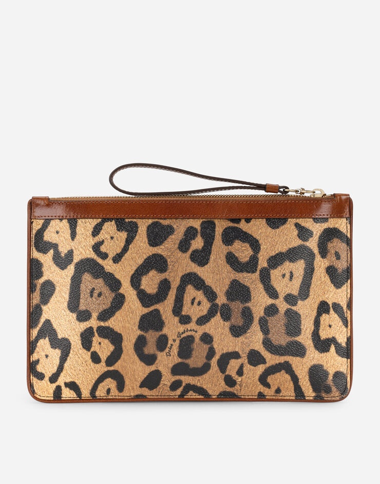 Flat toiletry bag in leopard-print Crespo with branded plate - 3