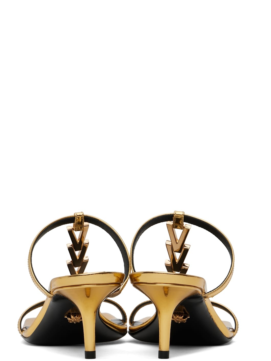 Gold Patent Heeled Sandals - 2