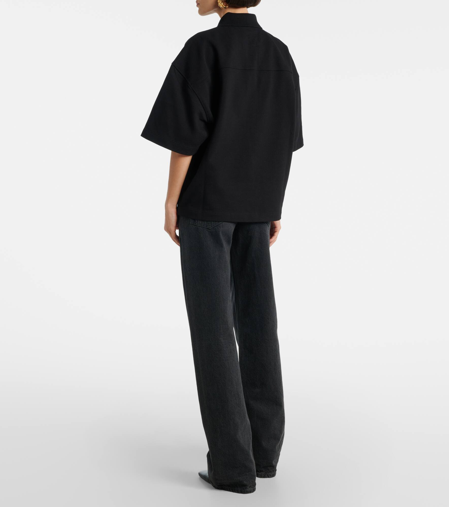 Embroidered oversized cotton polo shirt - 3