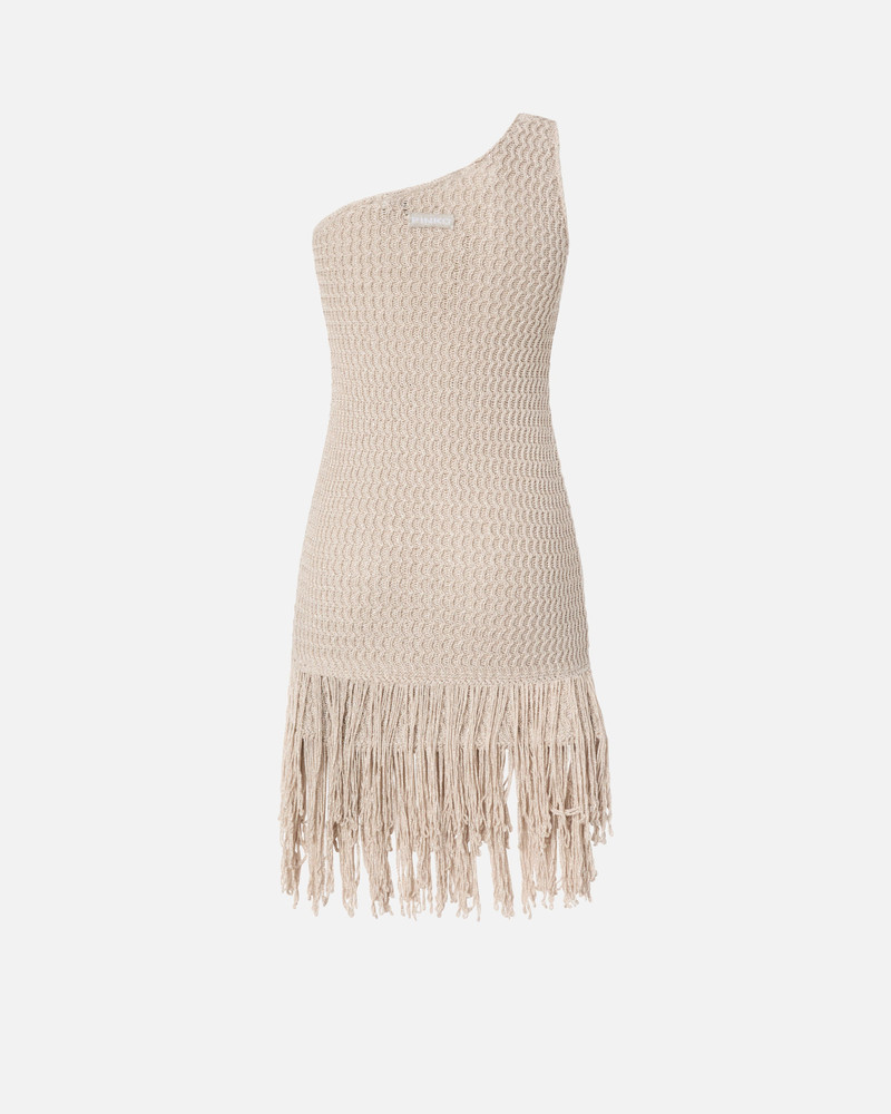PINKO ONE-SHOULDER MINI DRESS WITH FRINGING outlook