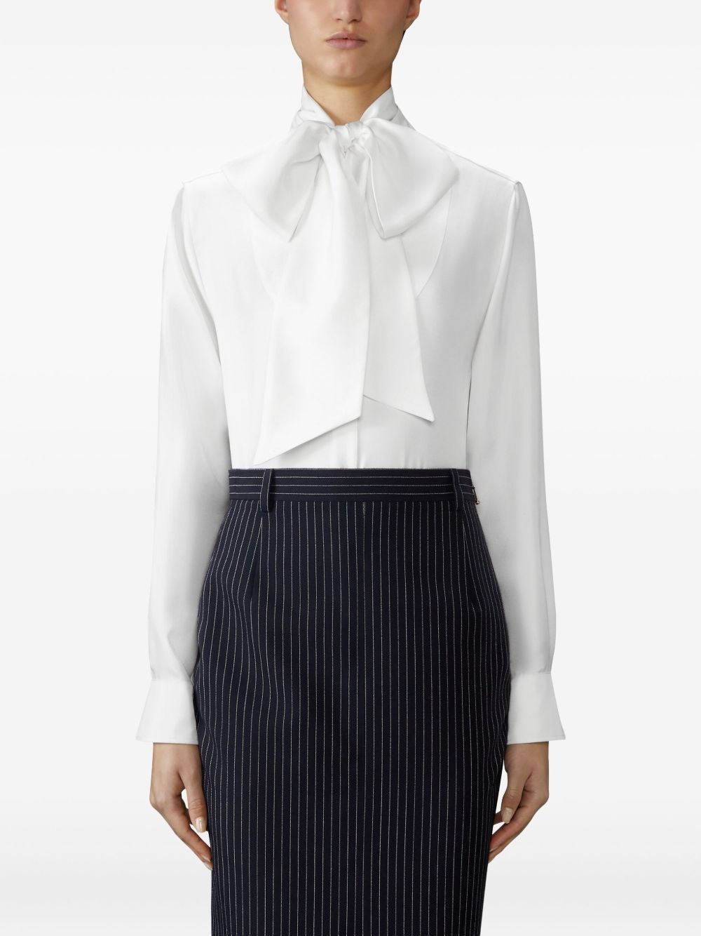 detachable-collar bow shirt - 3