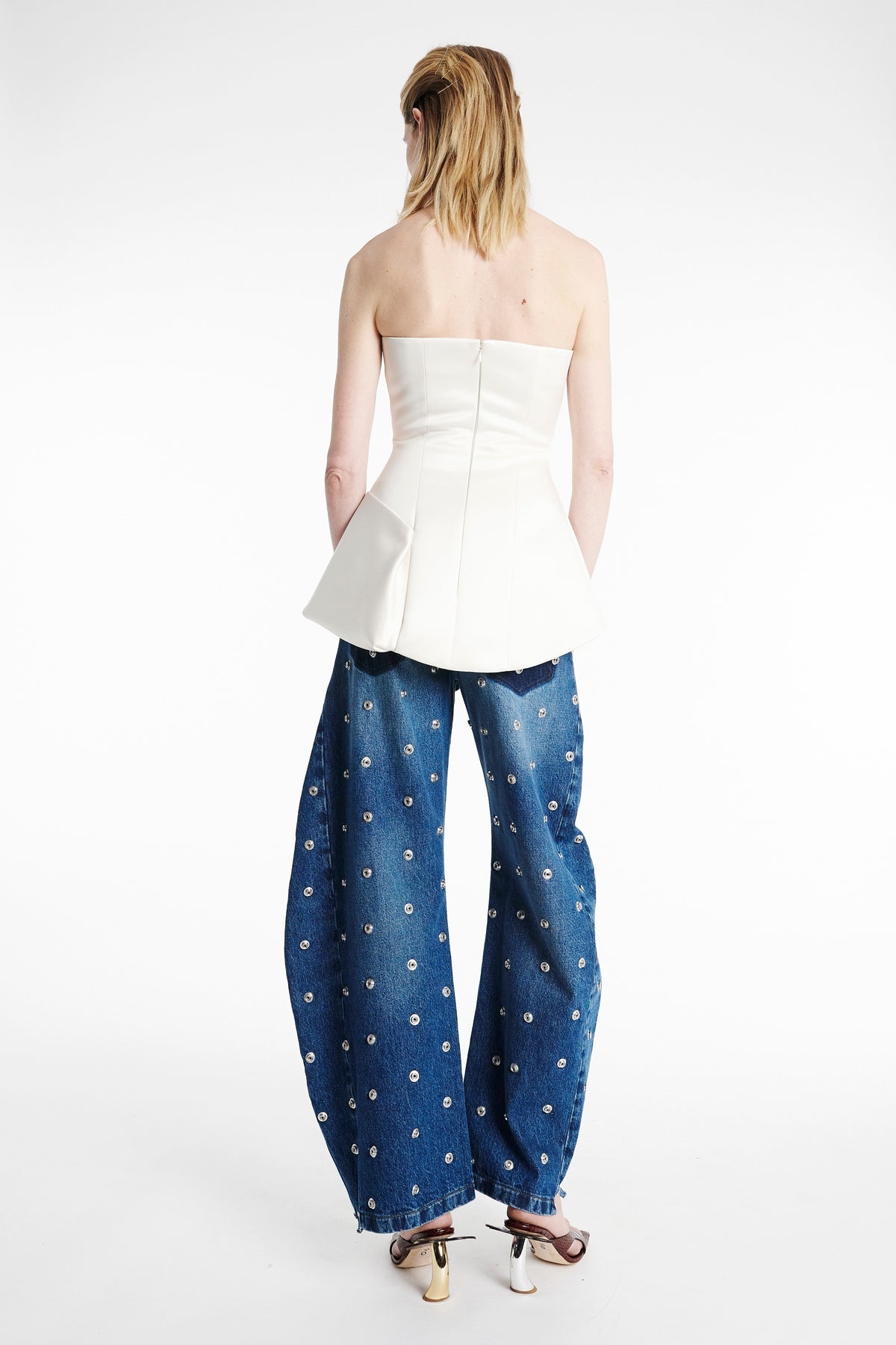 CORSETED TUXEDO TOP IVORY - 3