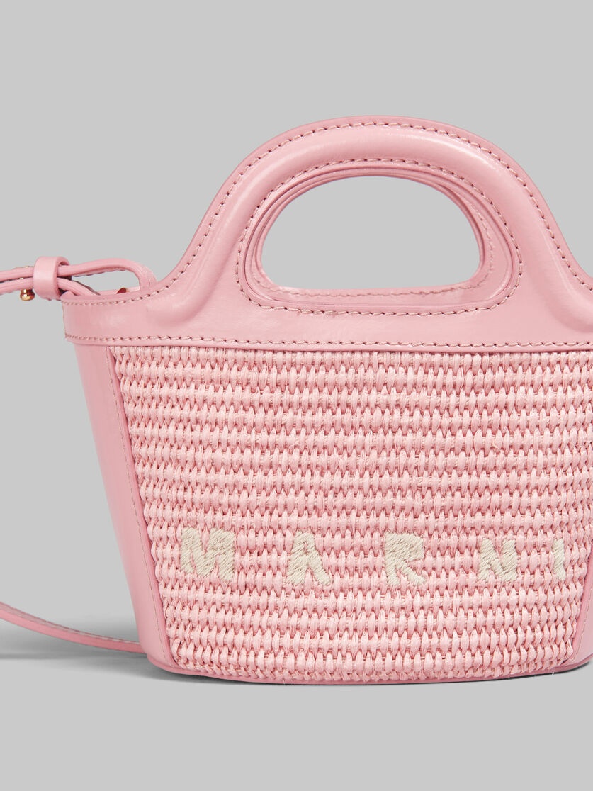 TROPICALIA MICRO BAG IN PINK LEATHER AND RAFFIA-EFFECT FABRIC - 5